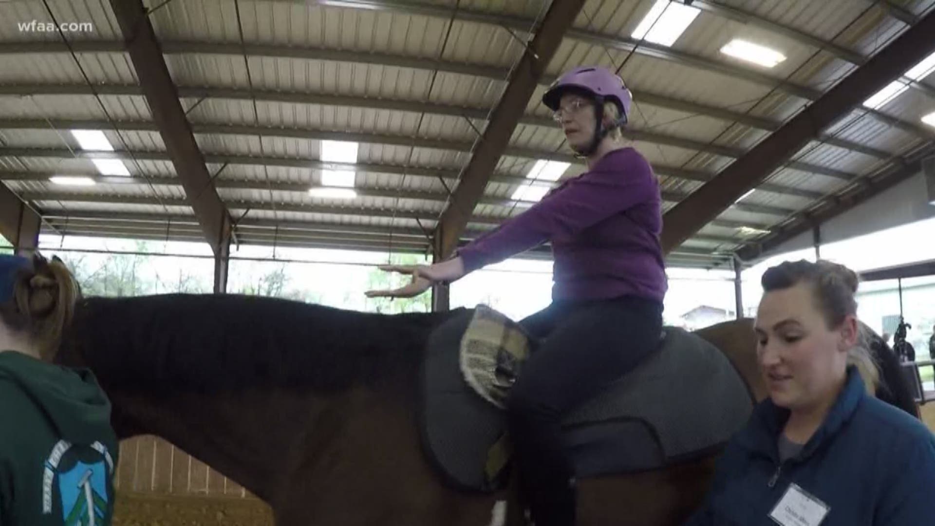 Woman uses equine therapy to help with bone disease