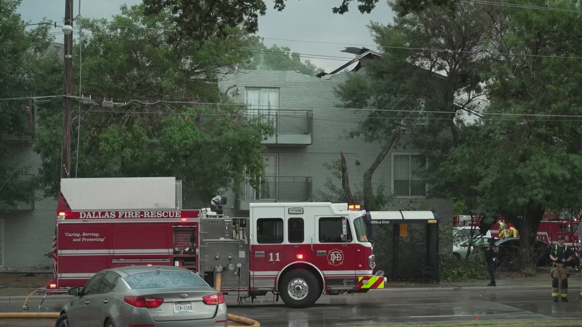 Flames tear through a Dallas condominium, displacing several families ...