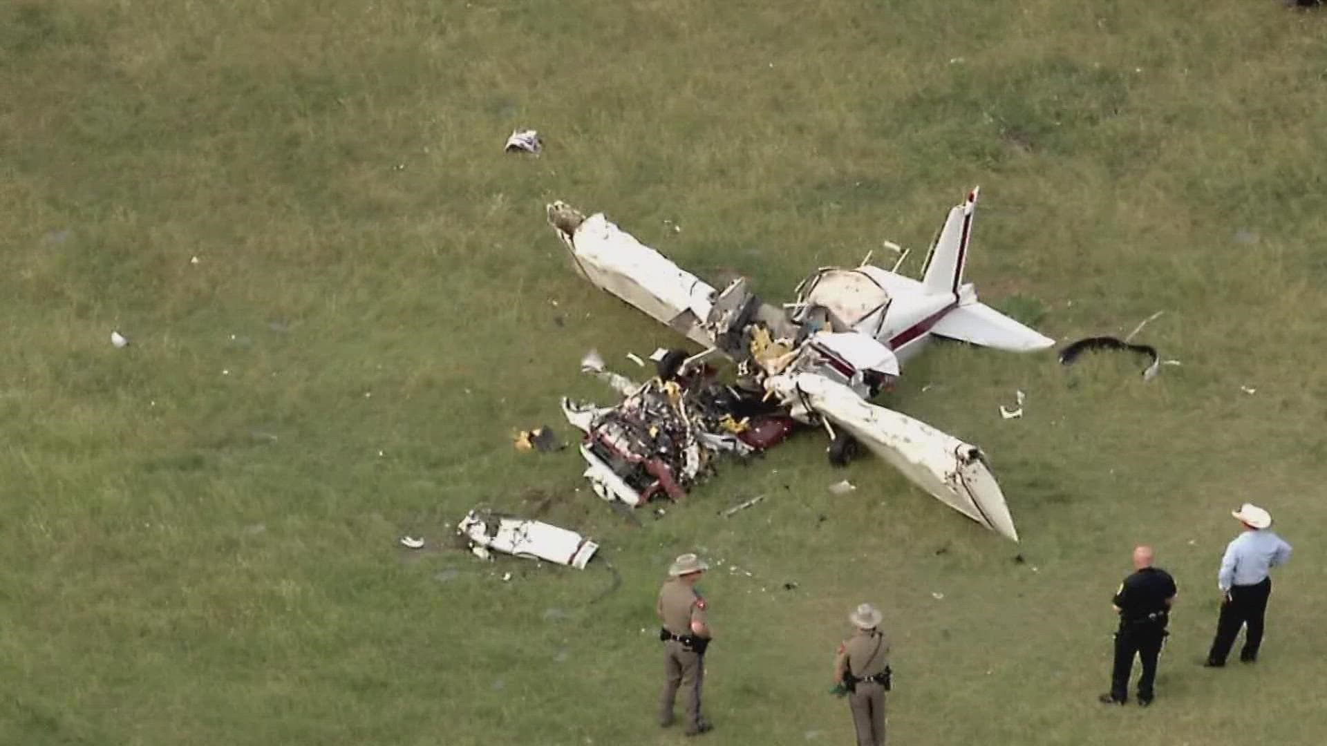 The plane crashed Tuesday evening in Cleburne south of Fort Worth.
