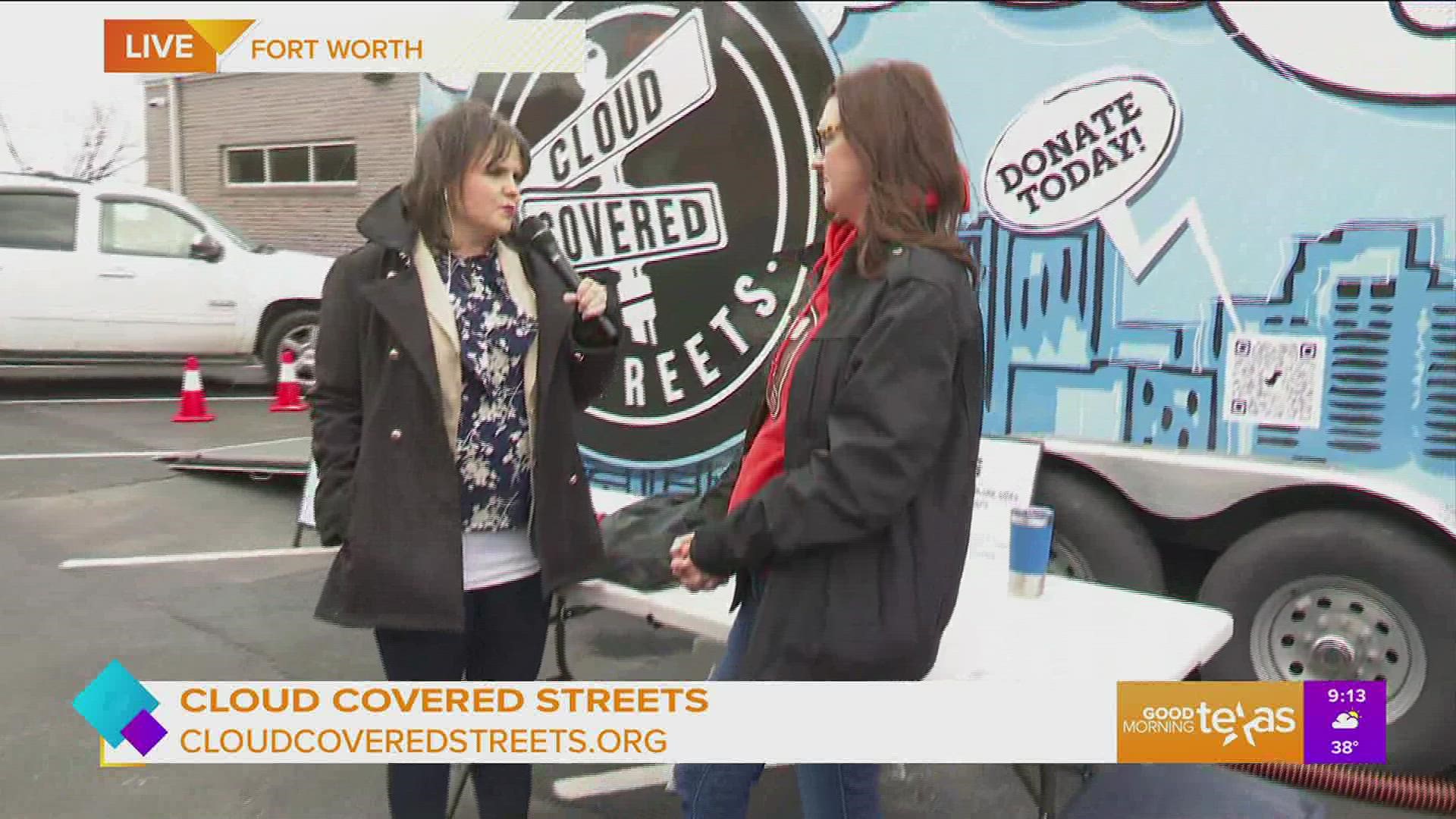 Cloud Covered Streets showering Fort Worth homeless with love