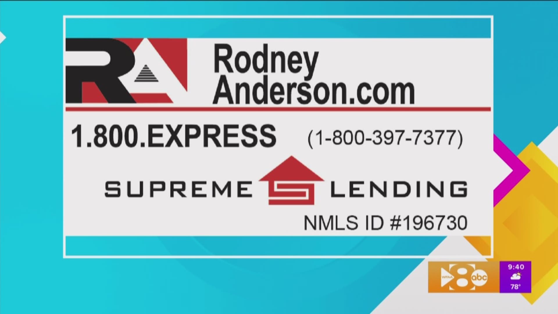 Call (800) EXPRESS for more information or go to www.rodneyanderson.com.