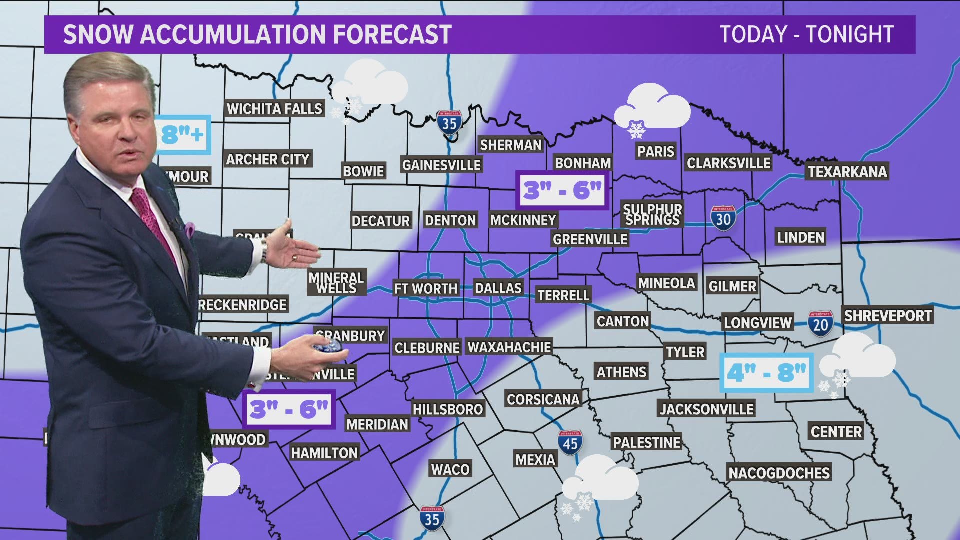 Between 3 and 8 inches of snow are expected to fall across North Texas. Here's what you need to know headed into Monday.