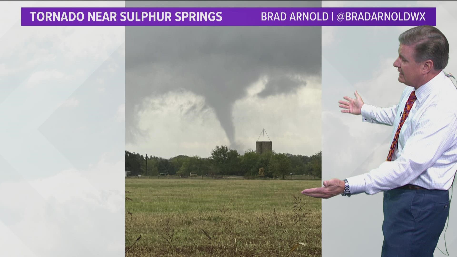 A large tornado is on the ground now near Sulphur Springs, Texas.