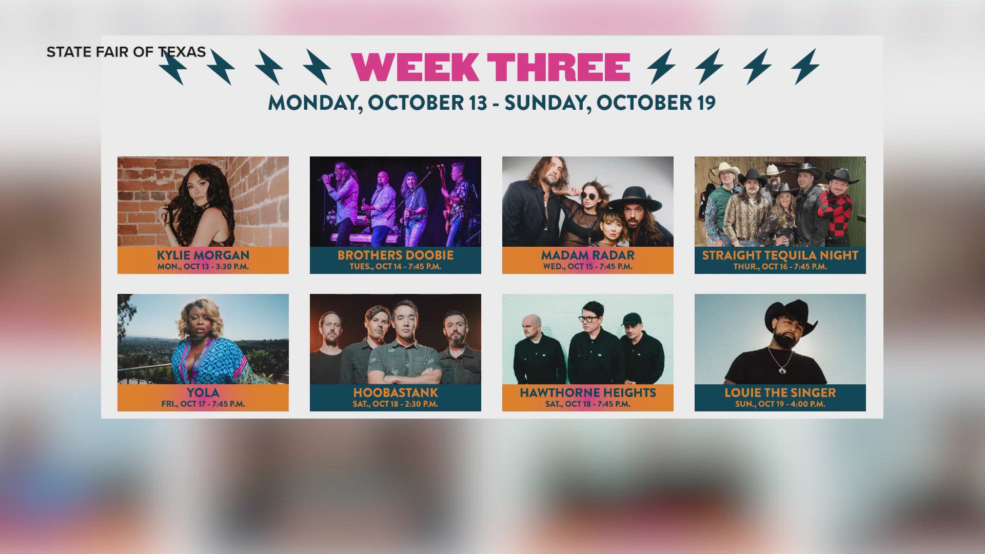 Some of the main stage acts include TLC, Wade Bowen, Paul Wall and The Band Perry.