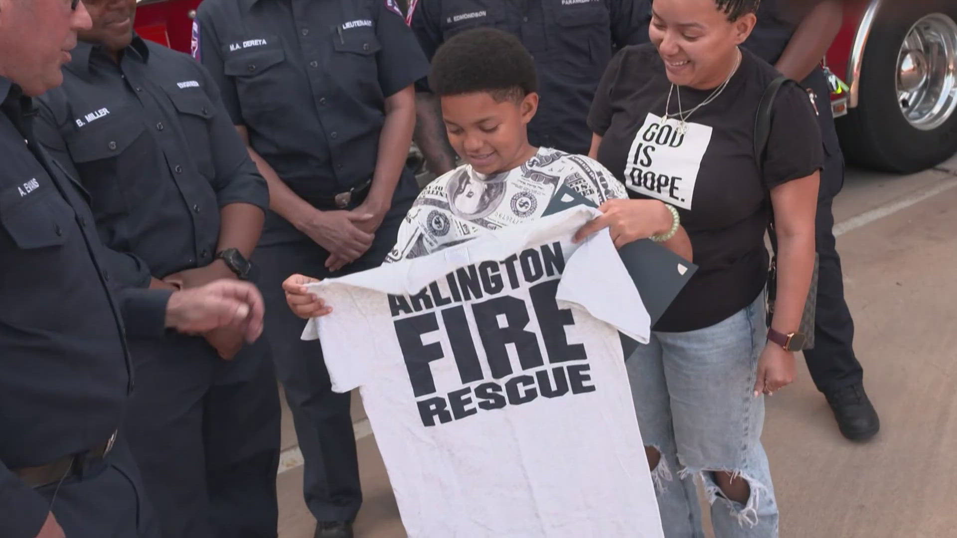 The 9-year-old was honored by the Arlington police department.