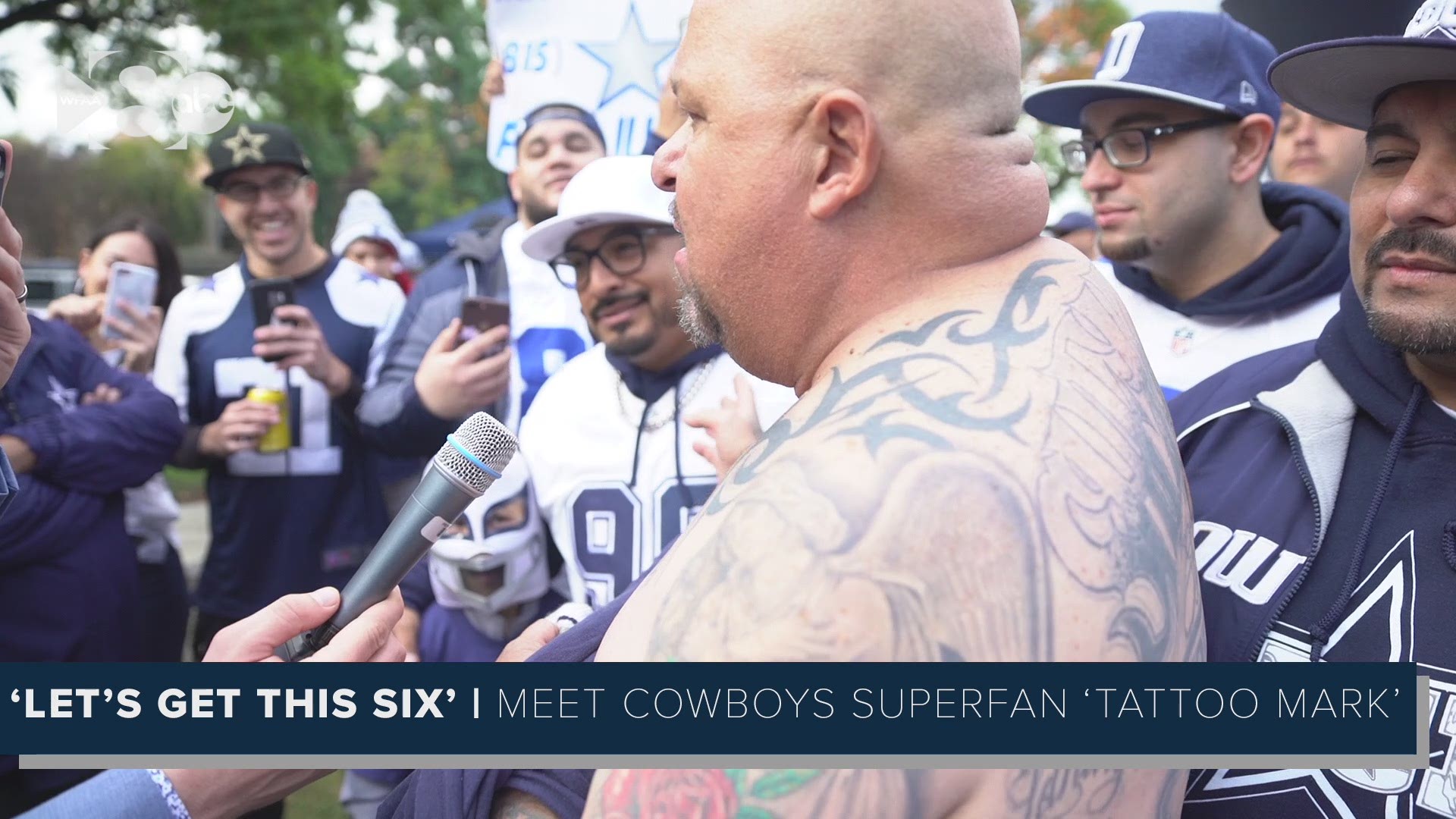When it comes to Cowboys fans, there's dedication...then there's tattooing your whole body with tributes to the team. Meet "Tattoo Mark" with the SCDCFC.