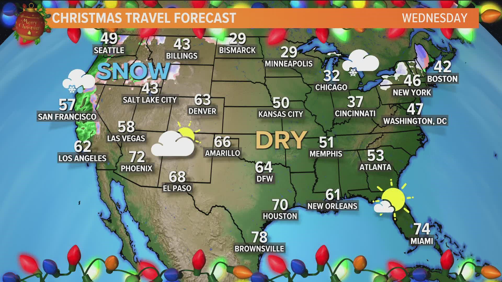 If you're traveling somewhere in Texas or beyond for the holidays, the skies and roads should be clear. Here's your holiday travel forecast.