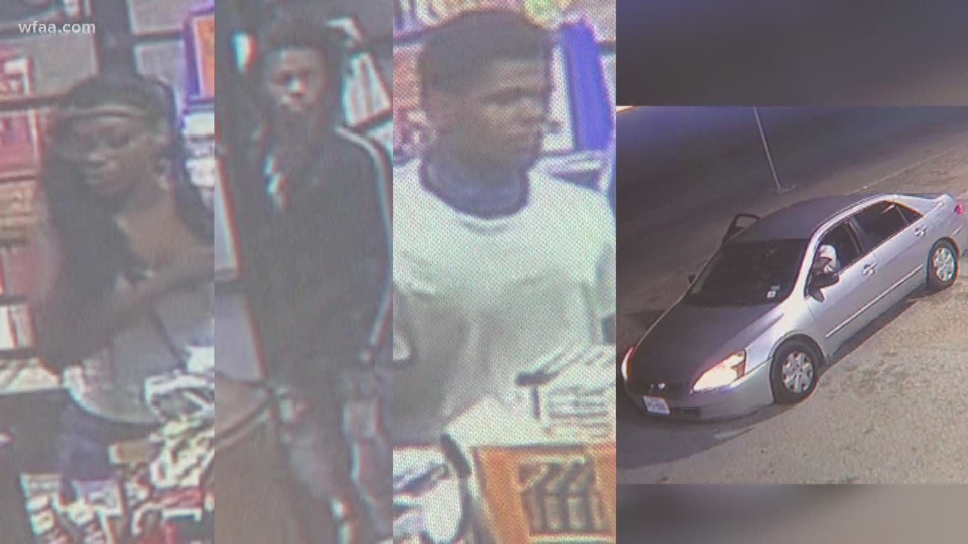 Fort Worth Police say they're searching for a young woman and two young men, who they say shot at a convenience store and its owner.