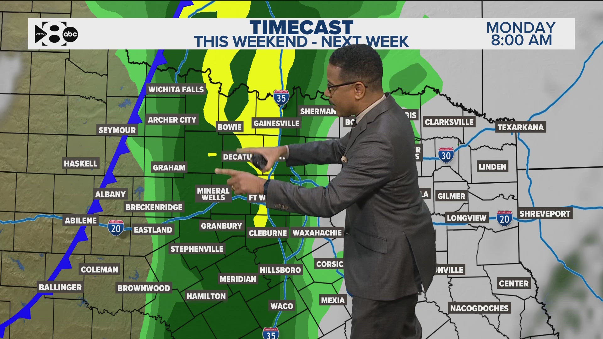 Here's a look at the storm chances Sunday into the start of next week.