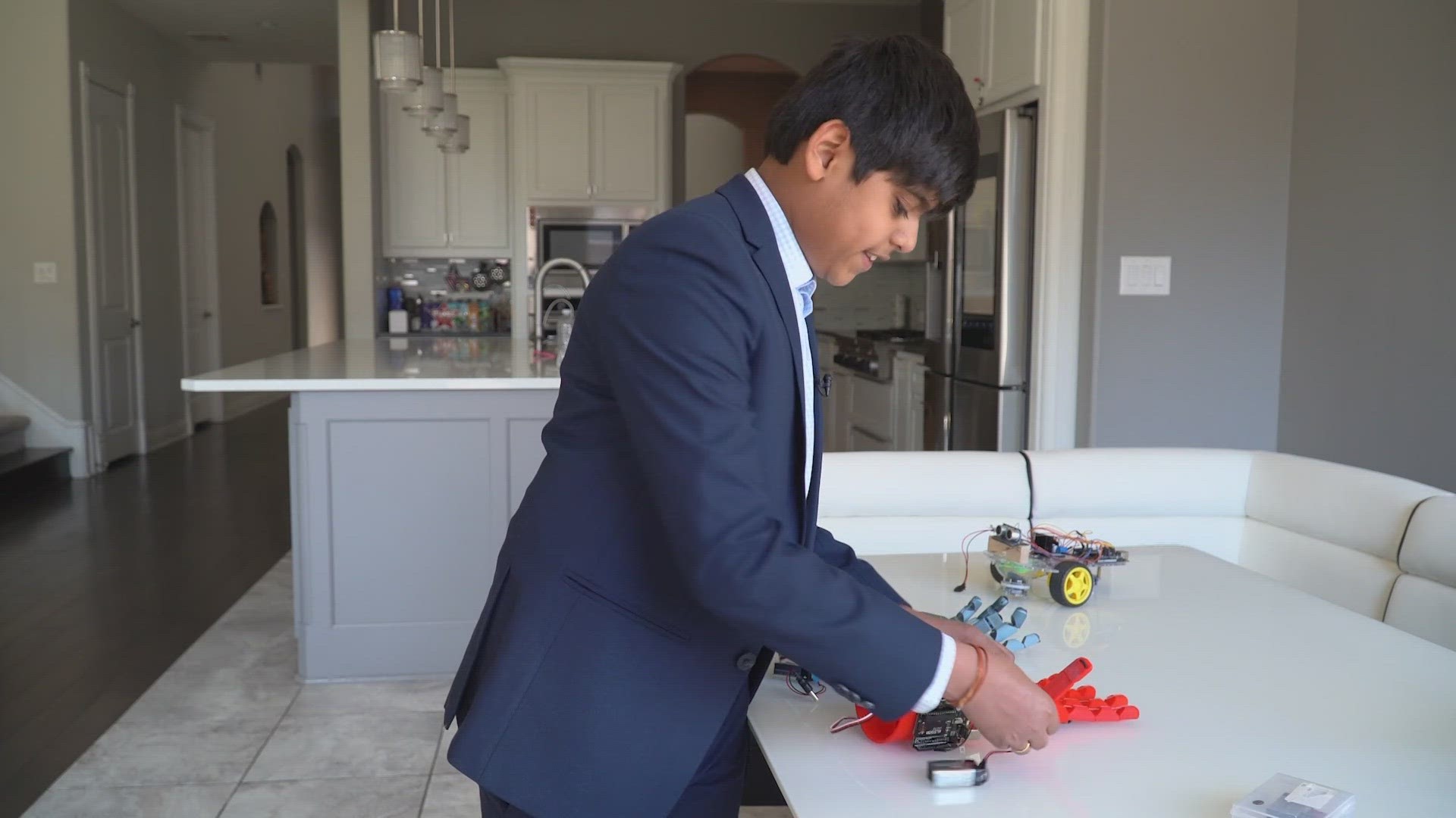 Siddarth Nandyala invented a prosthetic arm that costs $150 to make. He hopes it will help those in need who cannot afford it.