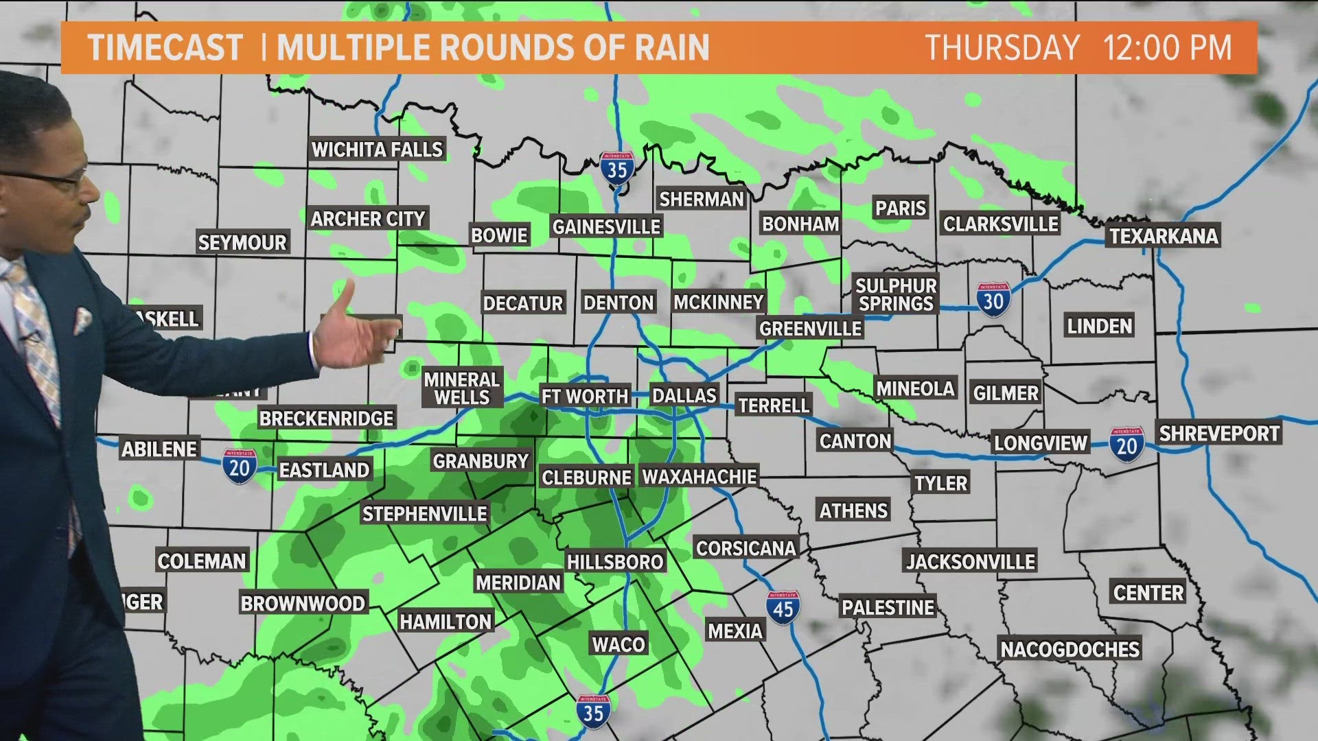 Multiple rounds of rain are heading to North Texas Thursday through Christmas Day.