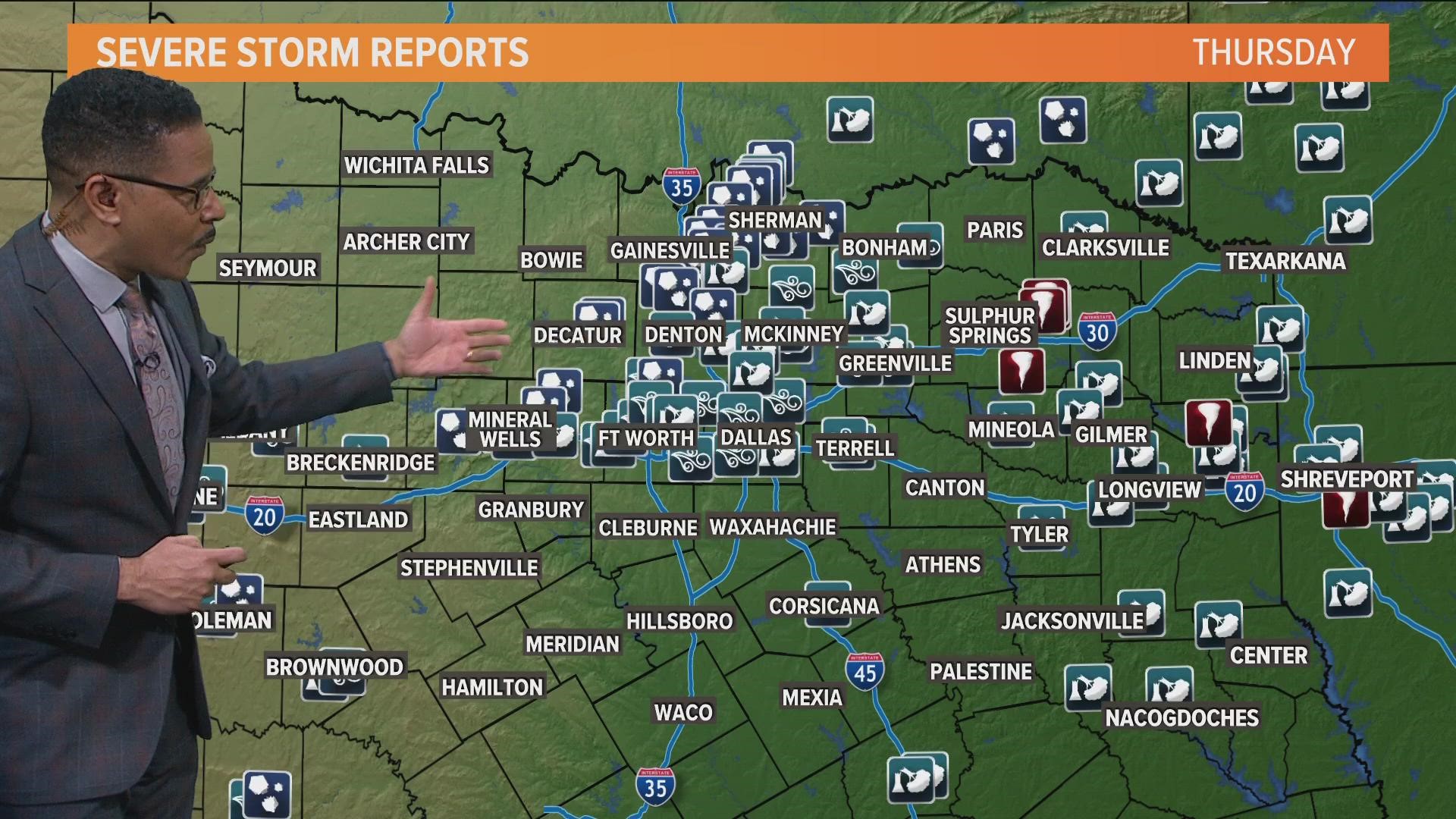 Greg Fields runs through the wind, hail and tornado reports we saw during Thursday night's severe storms.