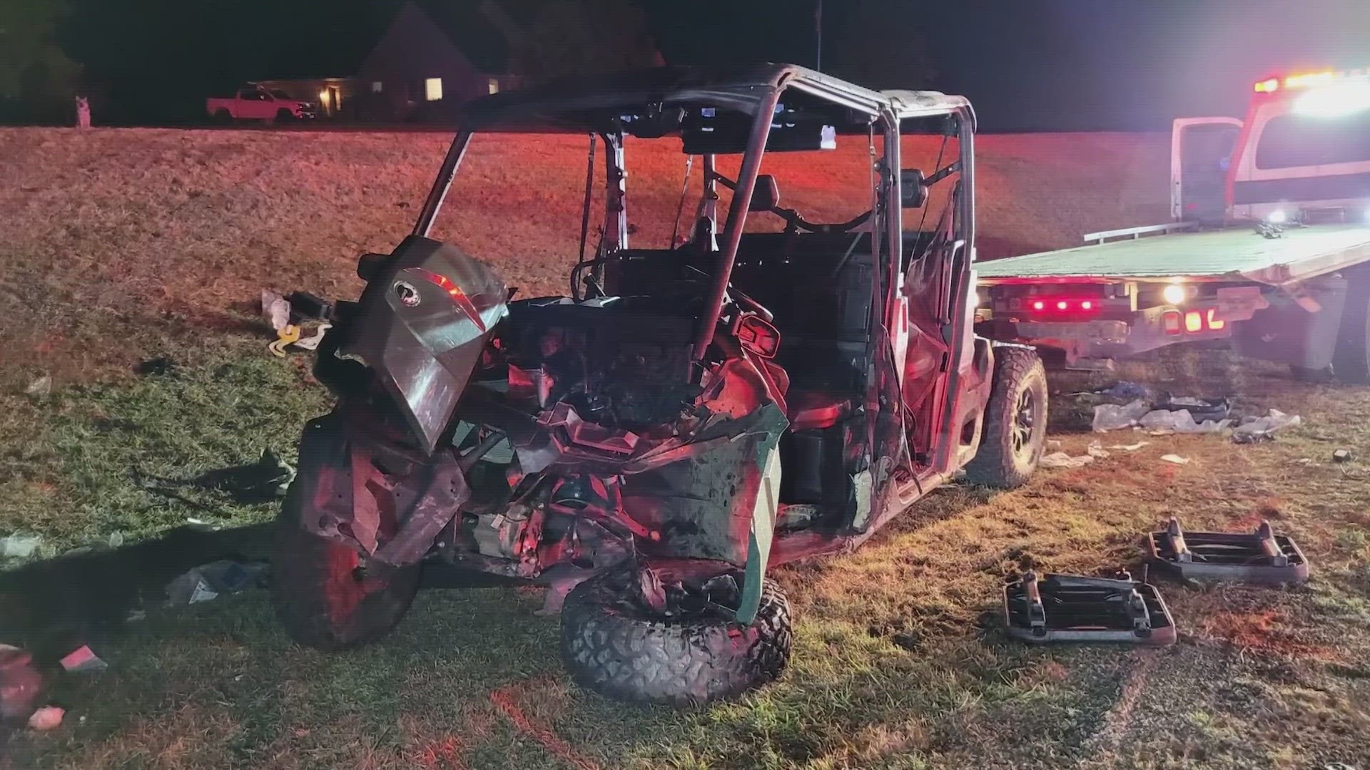 Troopers say the off-road vehicle ran a stop sign in rural Waxahachie and collided with a pickup truck, ejecting all four occupants of the UTV.