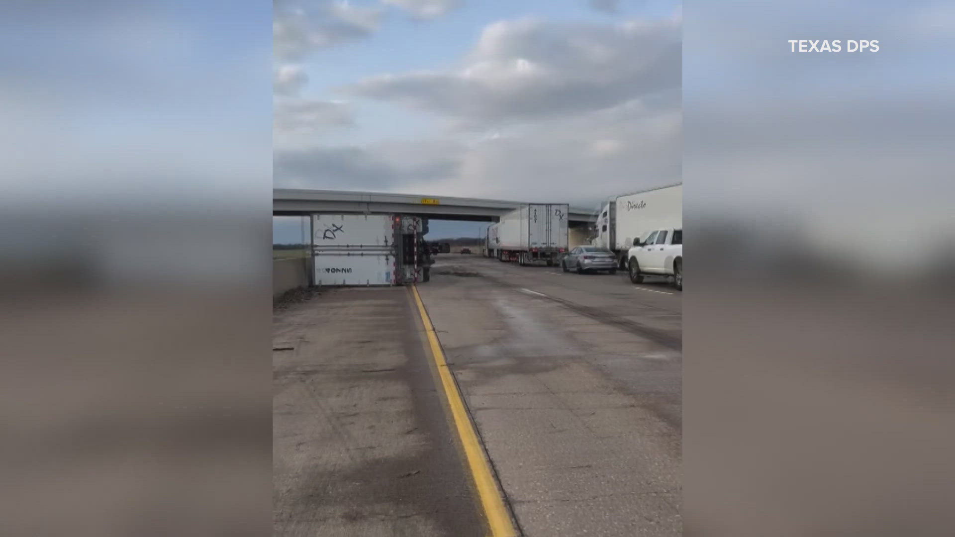 Six overturned 18-wheelers block I-35E after severe storms topple ...