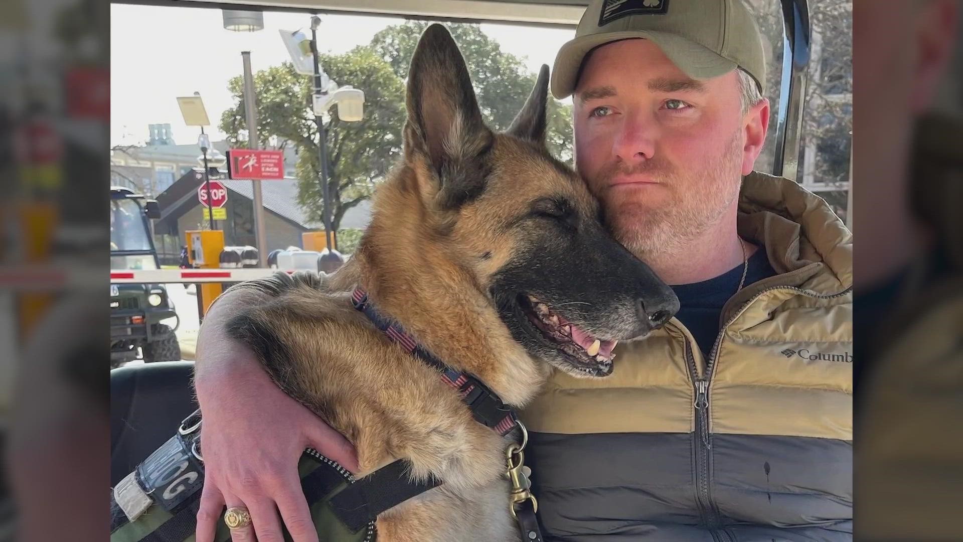 Kaya, a German Shepherd with years of service, went home to Texas last week.