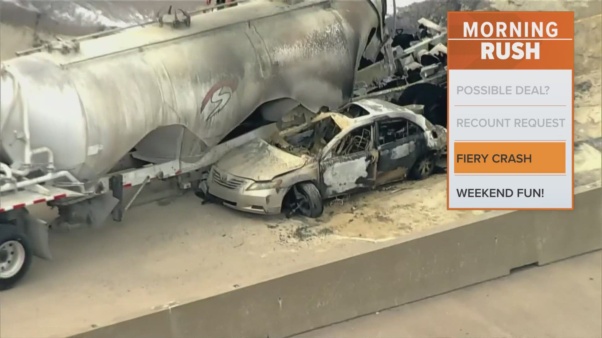 The fiery crash shut down the highway near Lake Ray Hubbard.