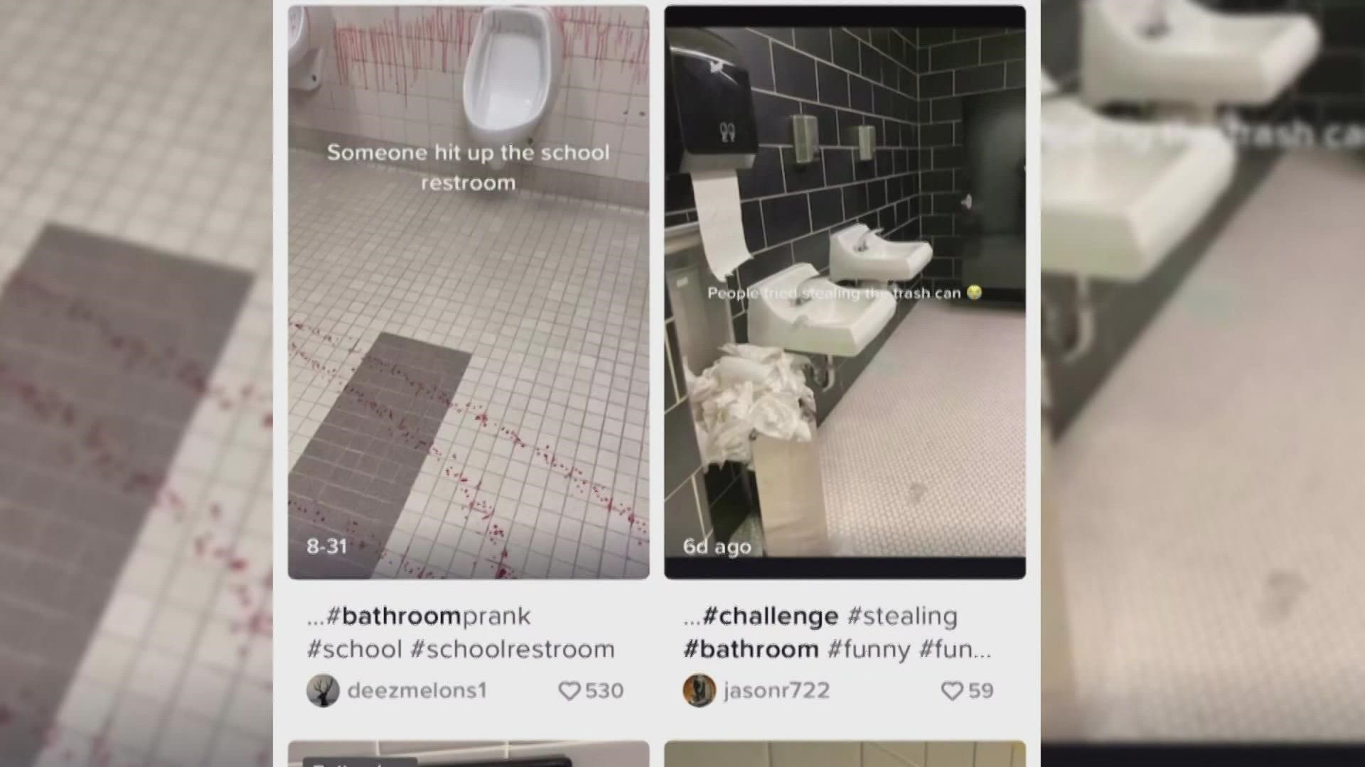 Several districts have reportedly been dealing with the "Devious Lick" or "Bathroom Challenge" trend where students steal common objects from school.