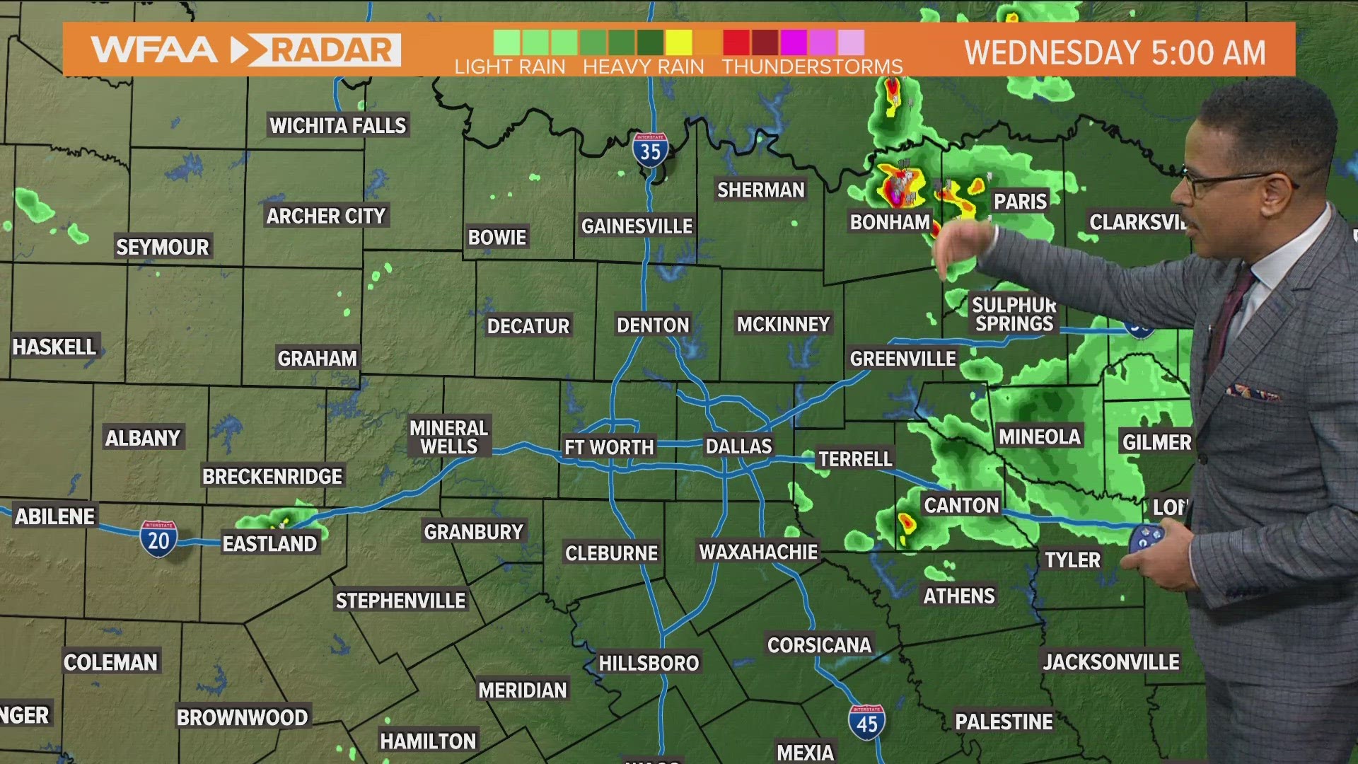 A round of t-storms is moved North Texas overnight. More rain chances are in the forecast this week.