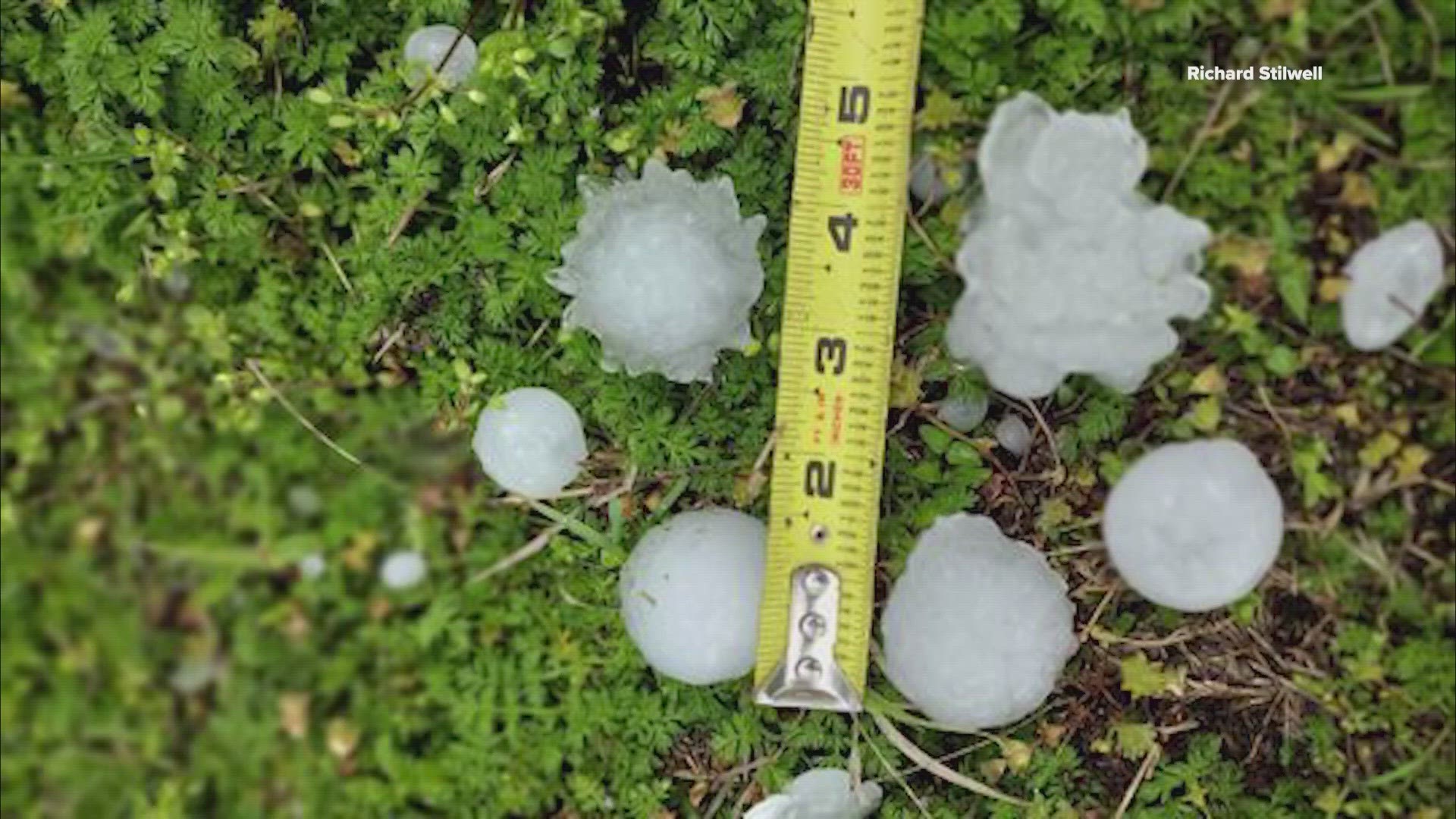 The hail left damage across the region in its wake.