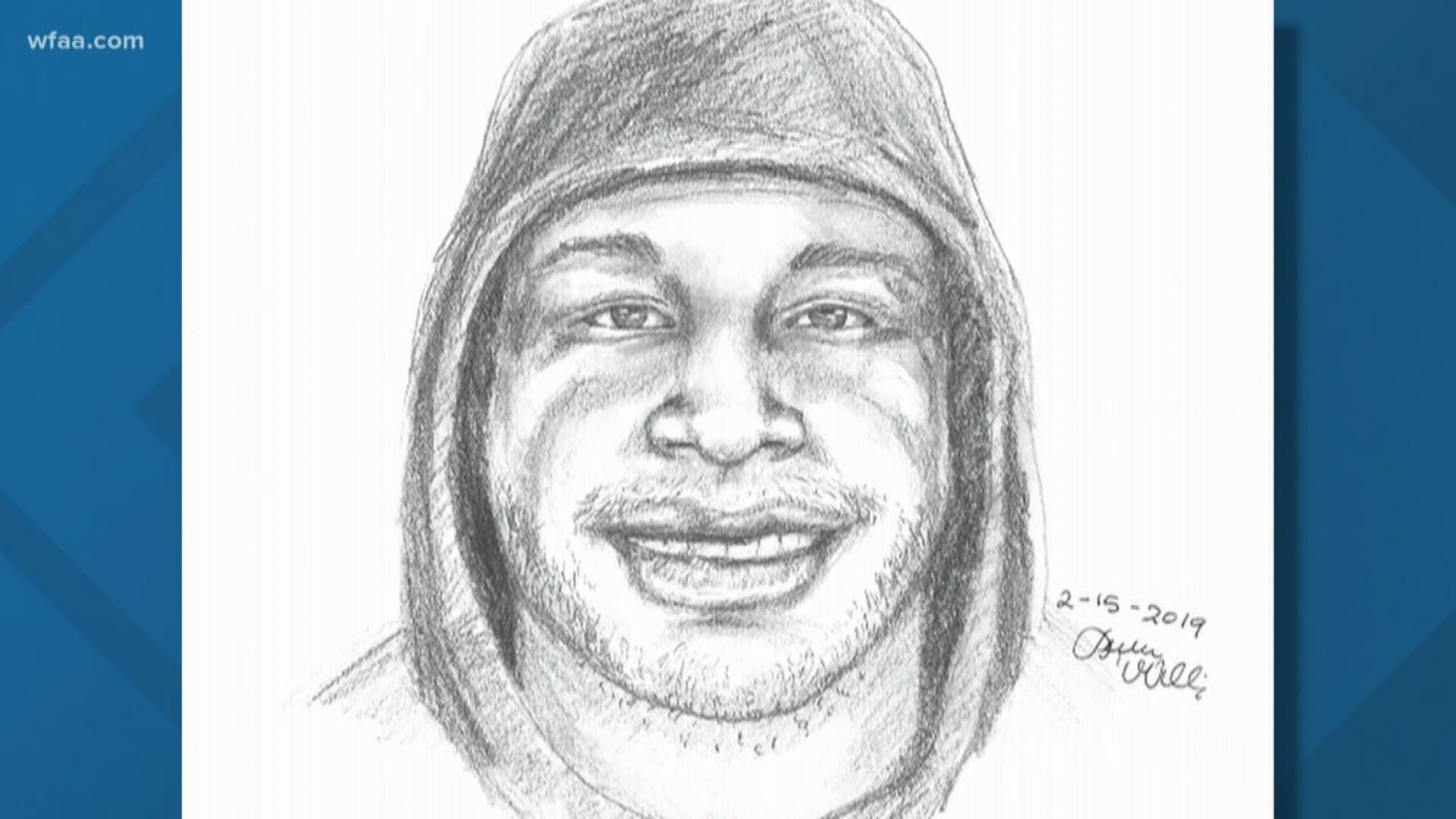 The sketch is of one of two suspects involved in the case.