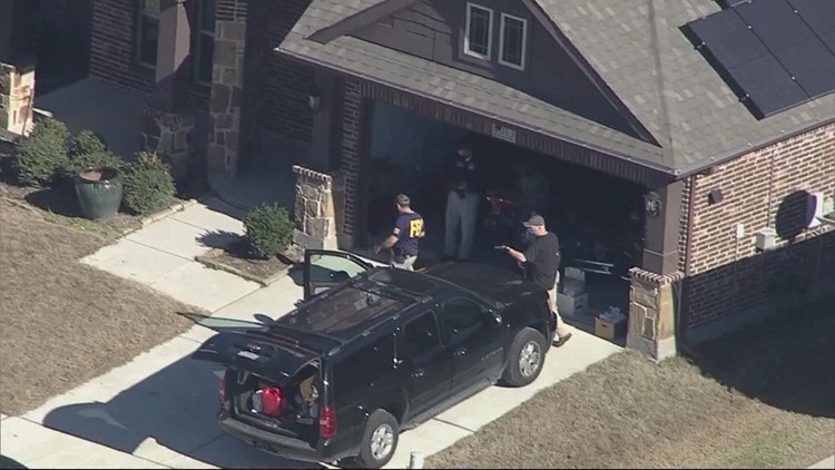 Aerial video of FBI searching a Little Elm home after the arrest of Elmer Stewart Rhodes