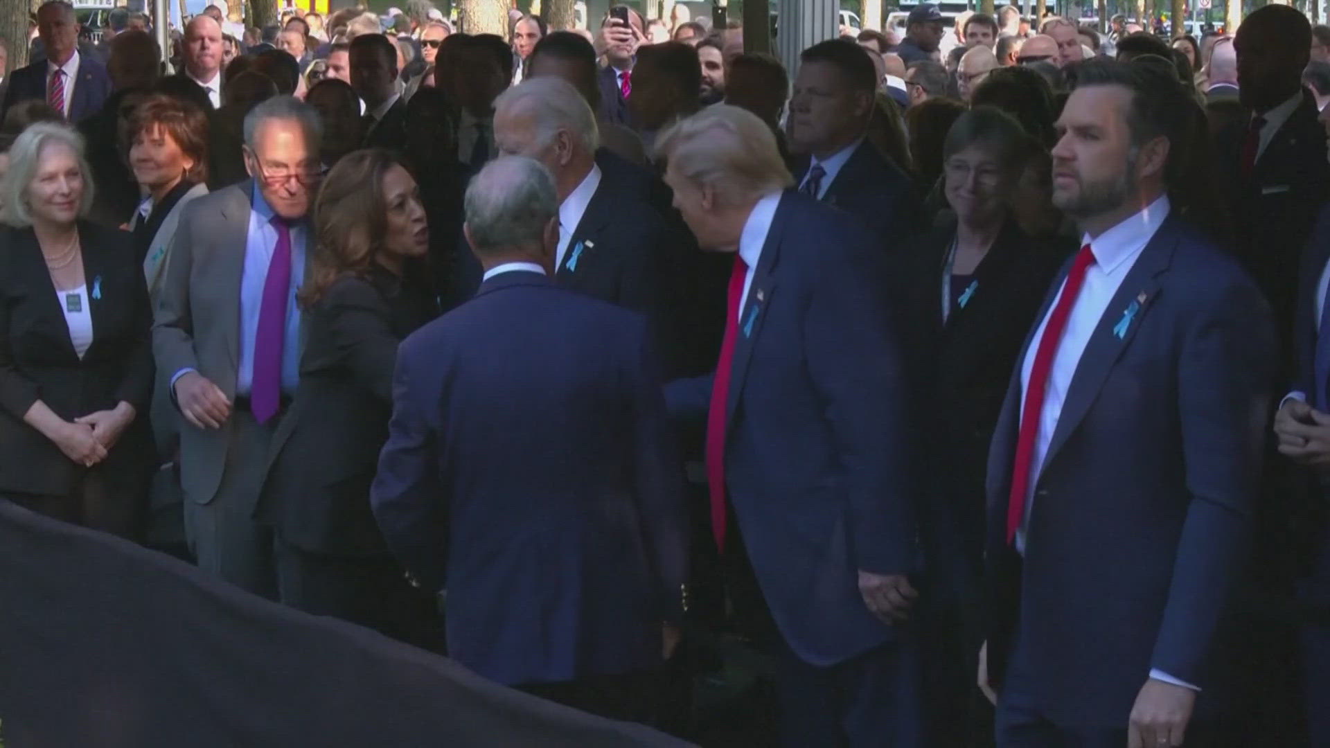 Donald Trump and Kamala Harris were part of a bipartisan showing at Ground Zero in New York to honor the fallen from the 9/11 terrorist attacks.