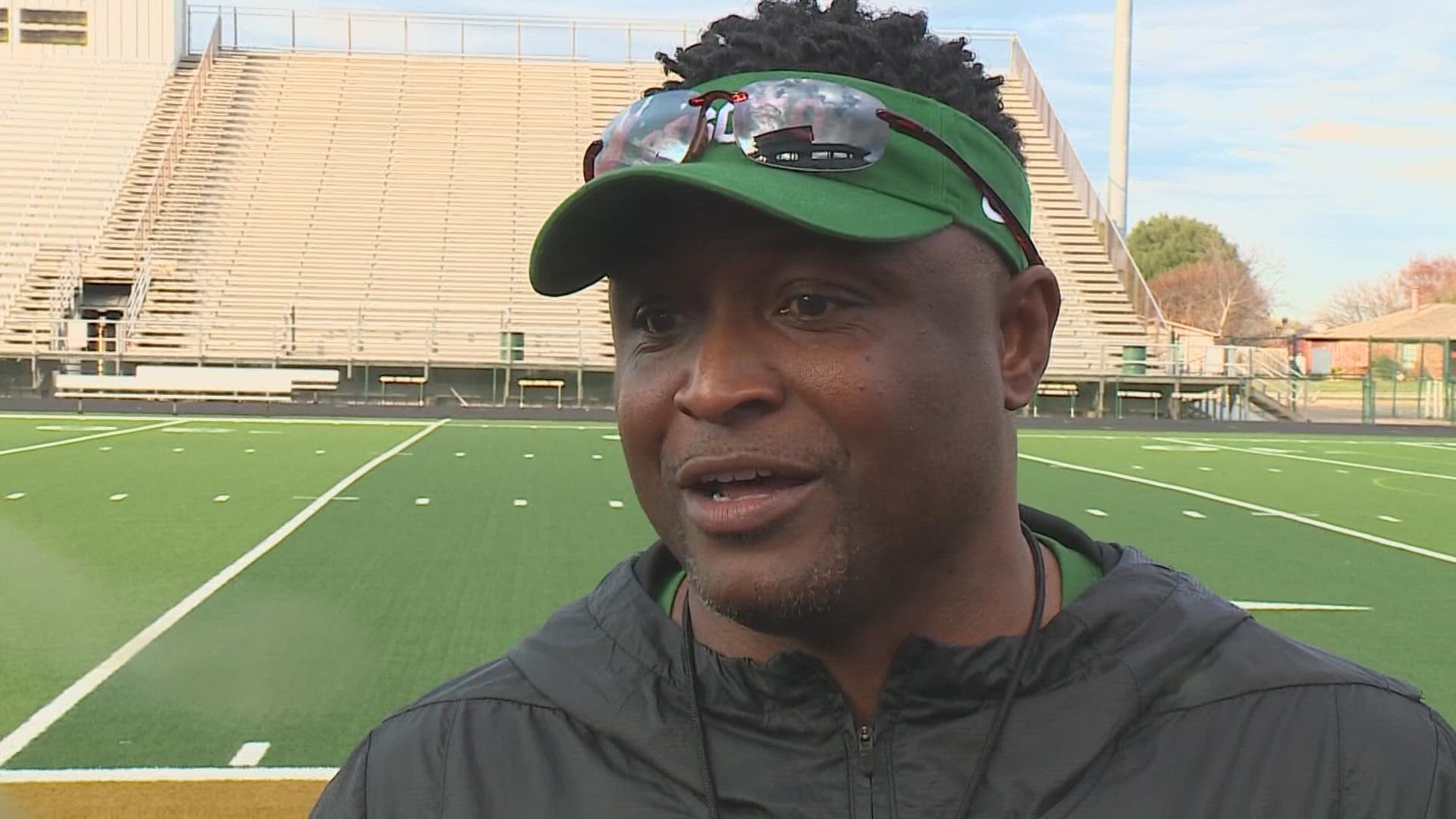 DeSoto coach Claude Mathis and three of his sons lead the football team. They faces Vandegrift in the 6A-D2 state championship.