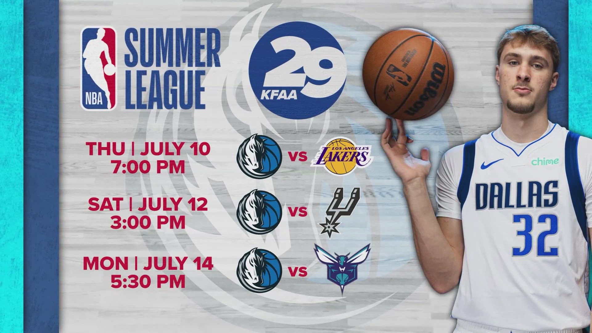 Mavs fans will be able to watch three Summer League games locally on KFAA Channel 29.