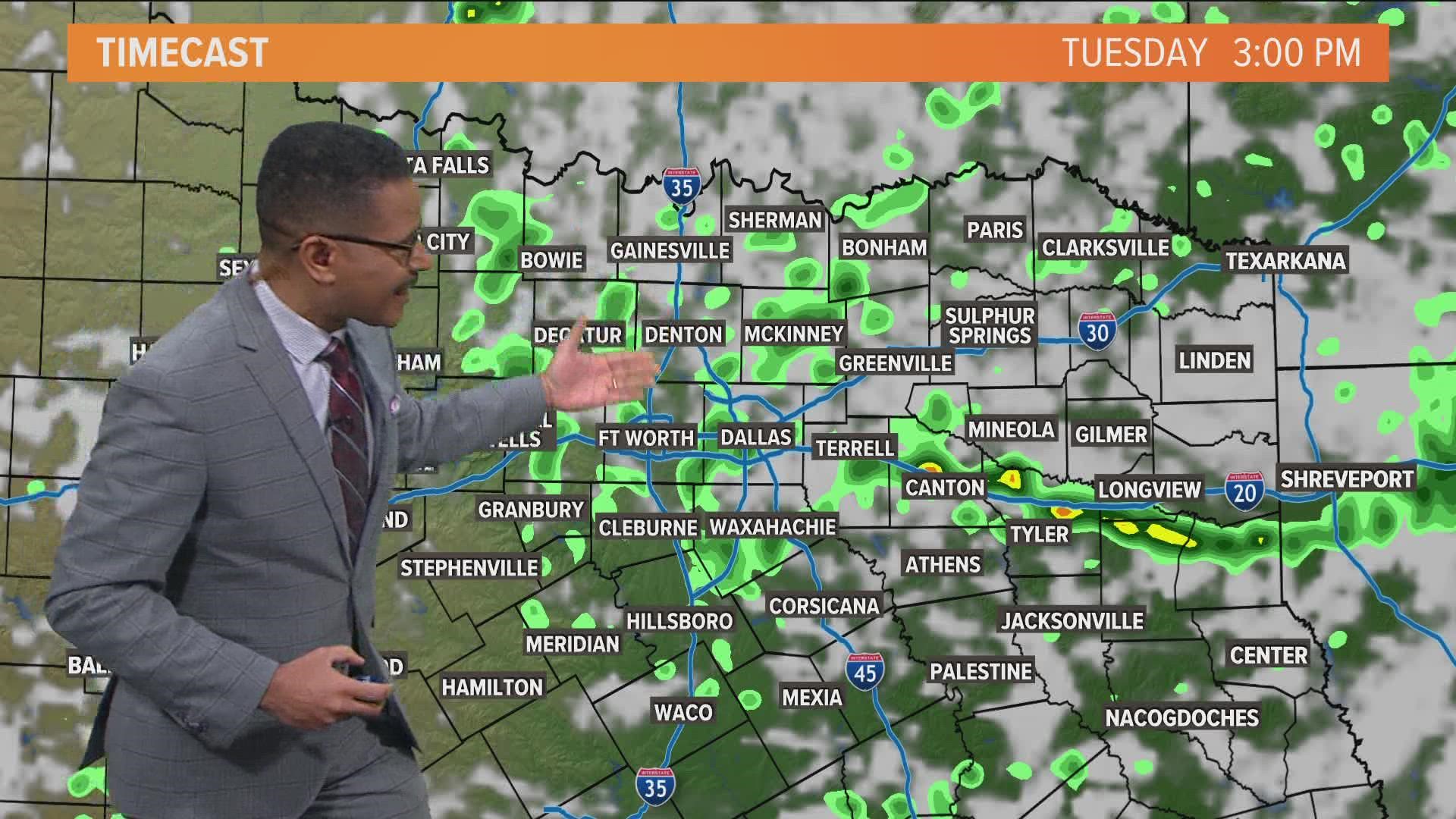 We still have a chance of lingering showers across North Texas.
