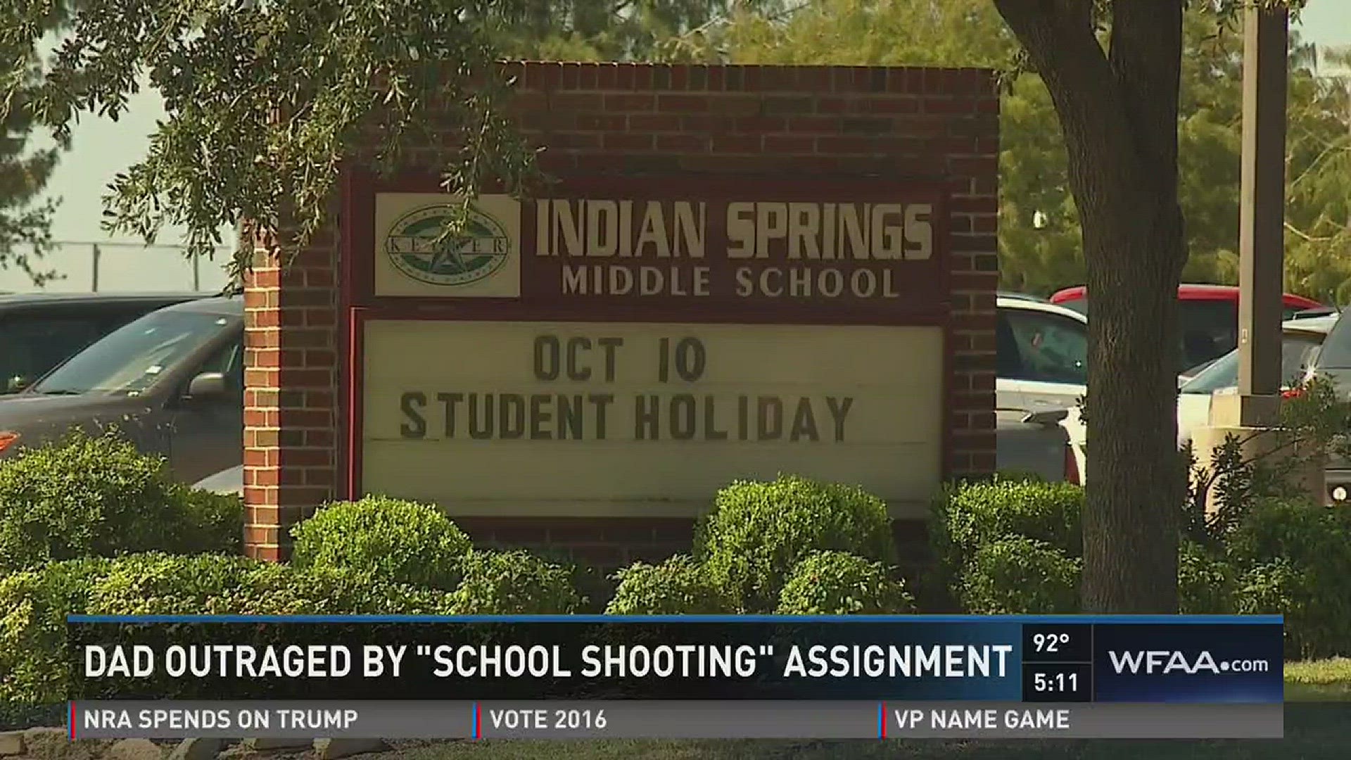 Dad outraged by "school shooting" assignment