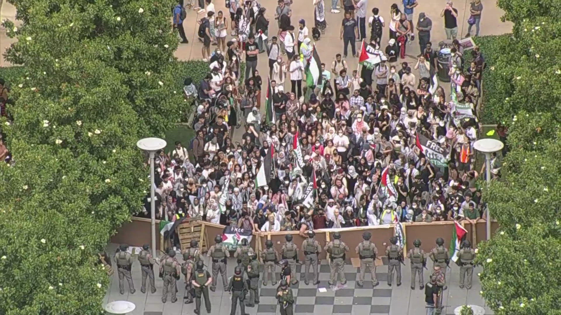 UT Dallas administration asked law enforcement to hold the line until they can clear the area of pro-Palestine protesters.