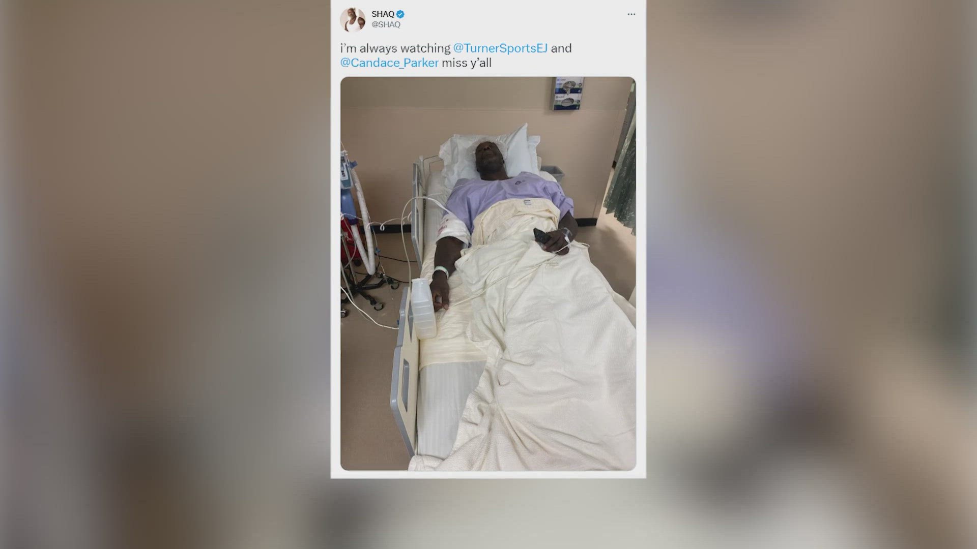People expressed concern after Shaq posted a picture of him in a hospital bed.
