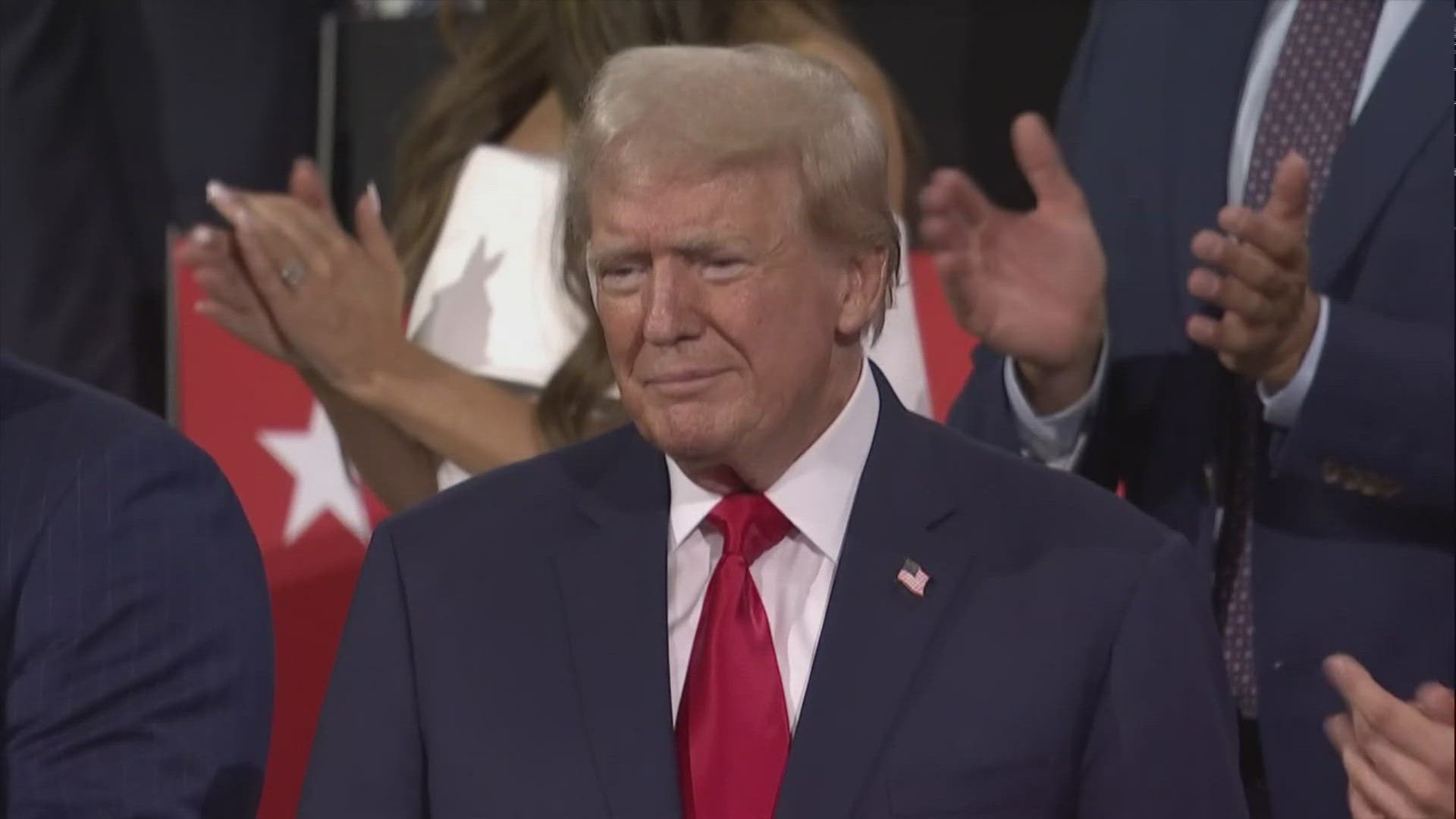 Former president Trump appeared at the 2024 RNC just days after being shot in the ear in an assassination attempt at a Pennsylvania rally.