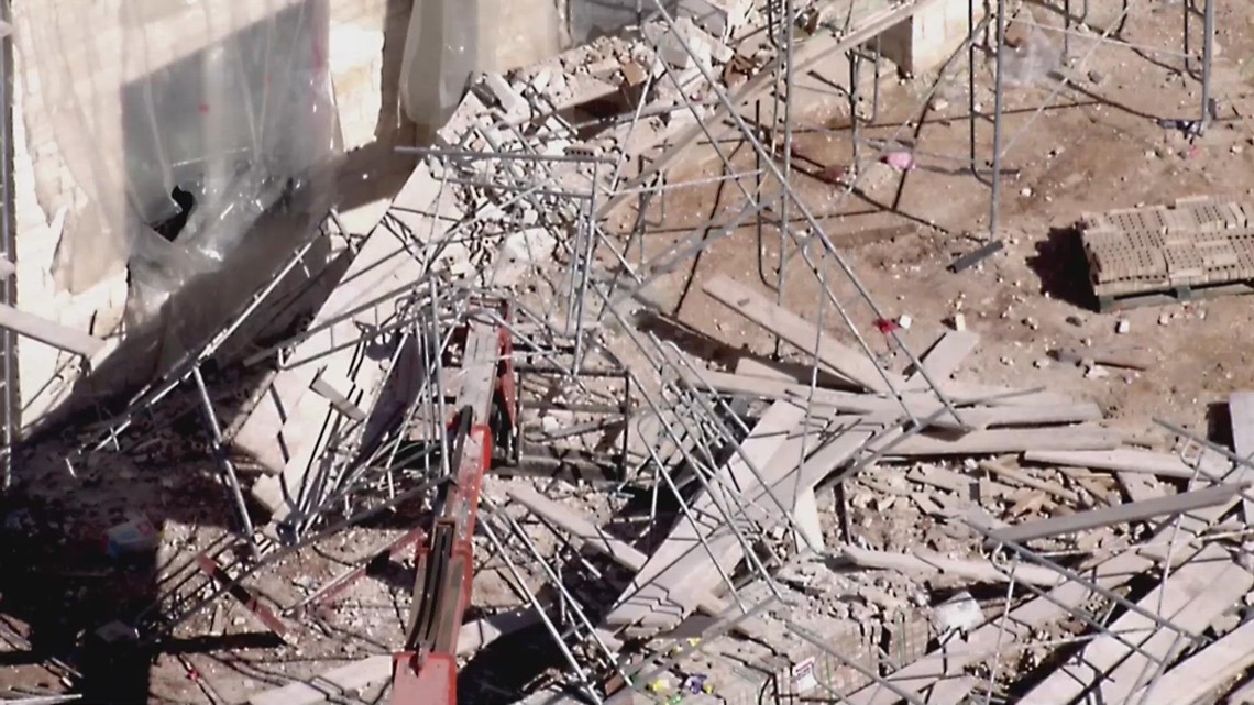 Mansfield scaffolding collapse 1 trapped, seriously injured