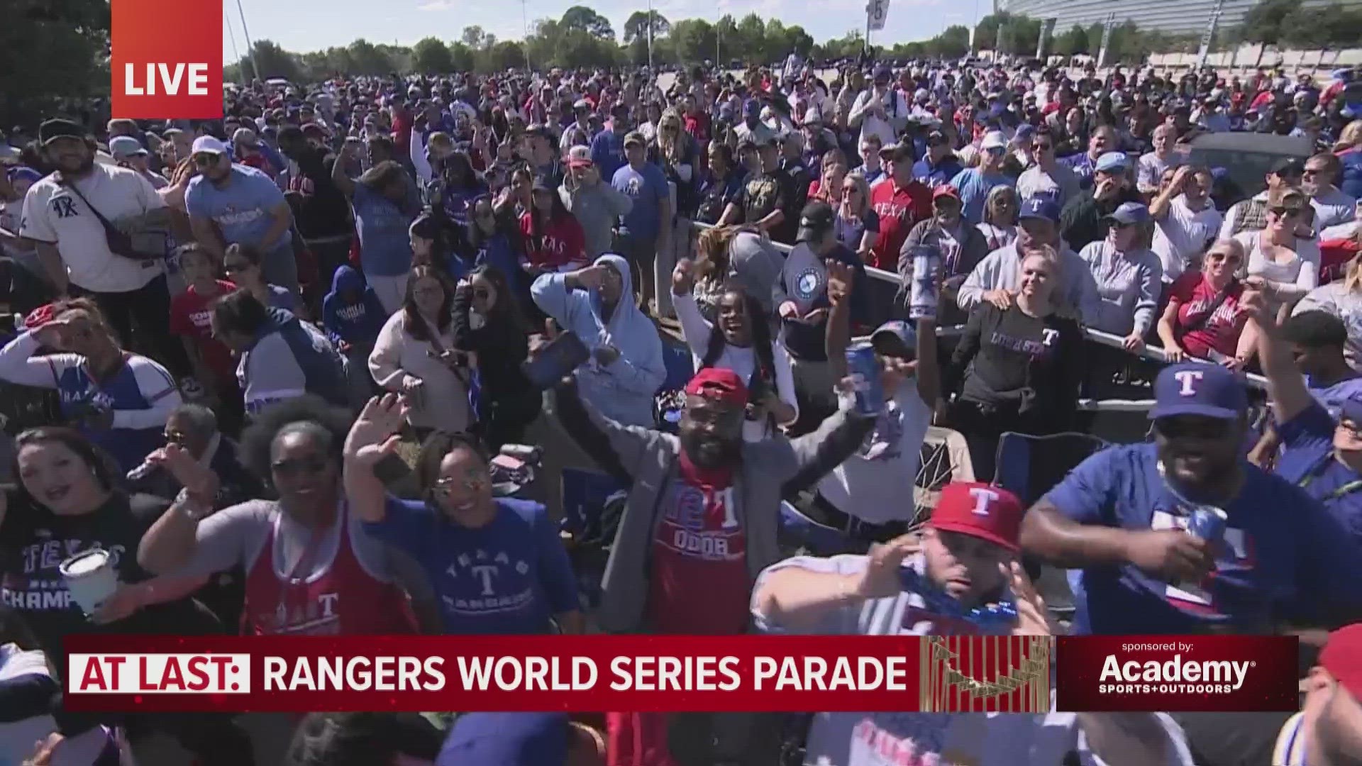 The Arlington Fire Department said about 500,000-700,000 people are at the 2023 Texas Rangers World Series championship parade.