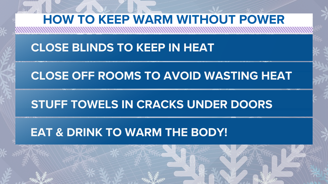 Tips for staying warm during a winter power outage in Texas
