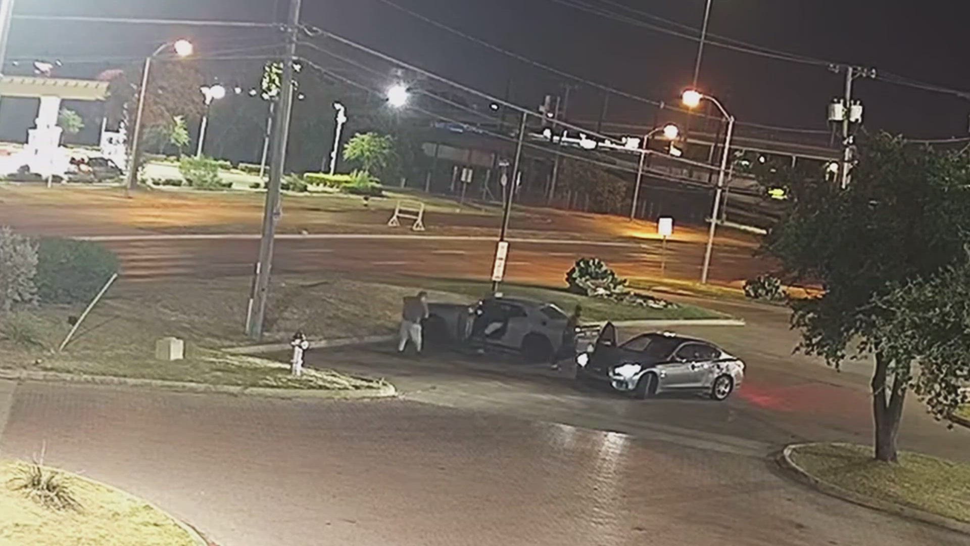 In the video, you see the three suspects – all of whom have since been arrested – pull up behind him in a parking lot, demand at gunpoint that he get out of his car.