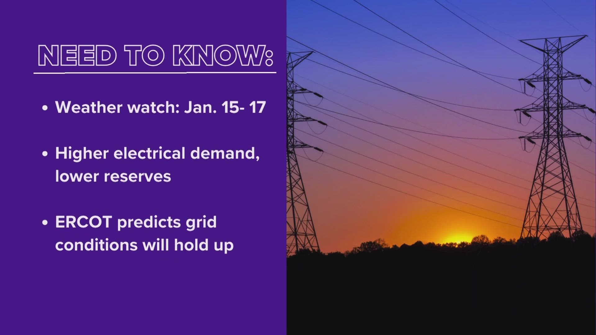 ERCOT is just watching for higher electrical demand and the potential for lower reserves.