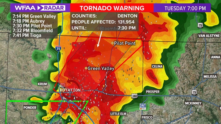 DFW weather: Tornado warning continues for Denton County | wfaa.com