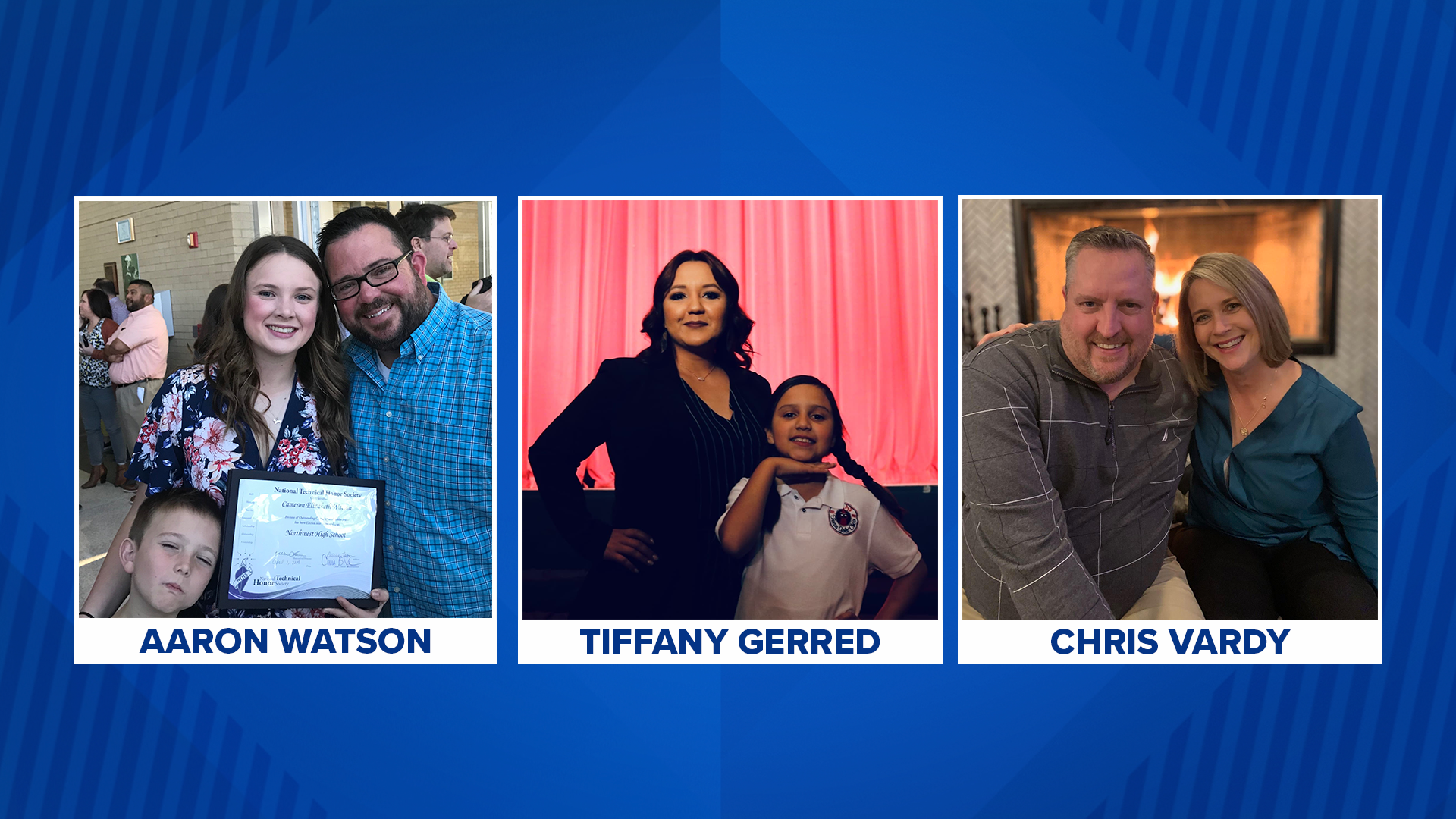 Chris Vardy, Tiffany Gerred and Aaron Watson were all beloved parents who were driving to work, their friends and family said.