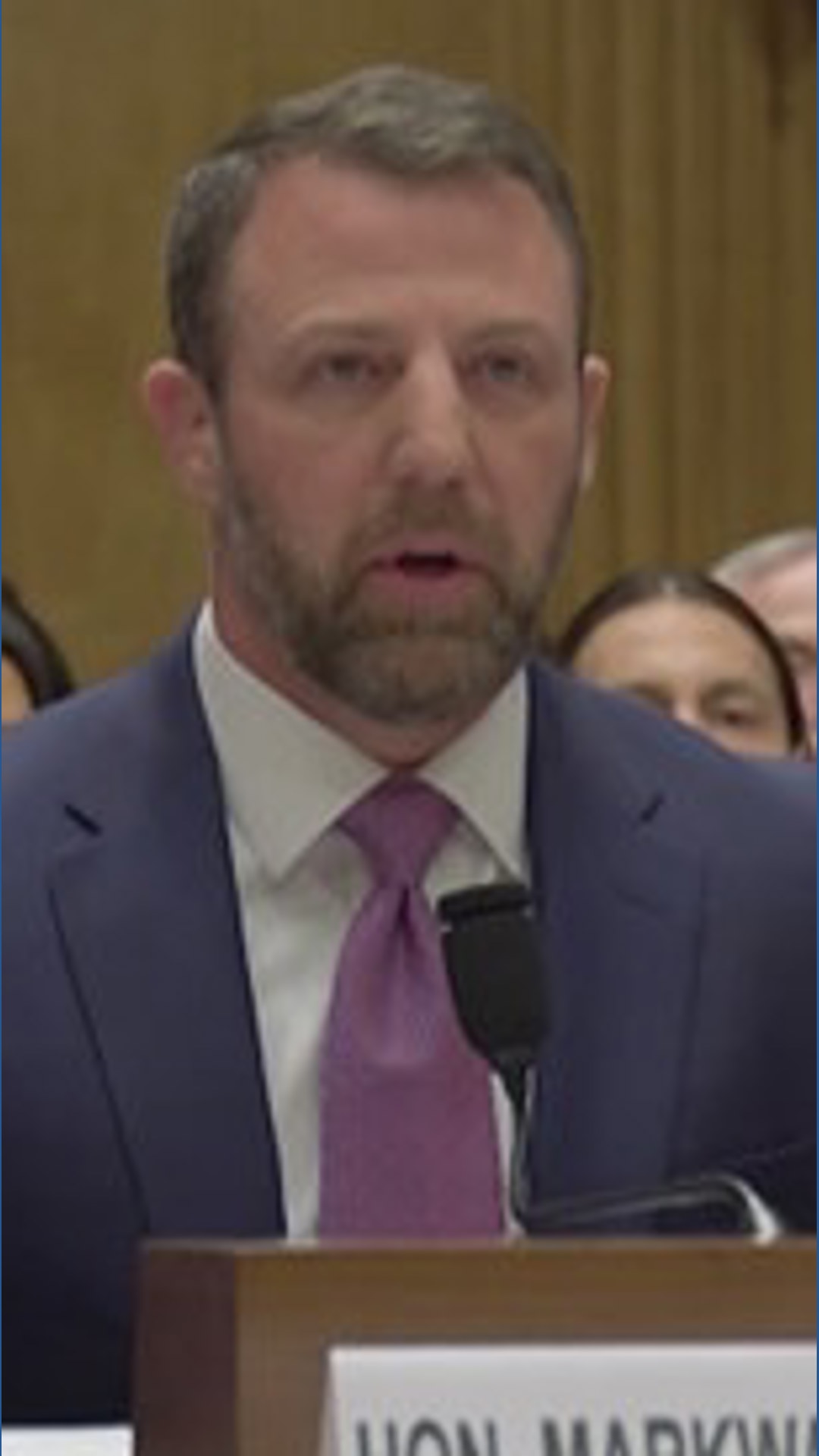 Senator Markwayne Mullin testifies during his confirmation hearing to ...