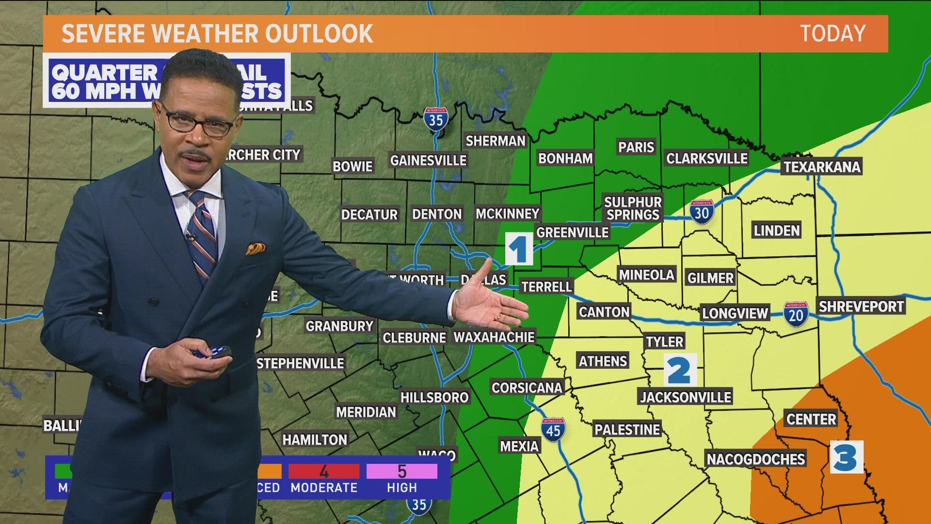 The severe weather is expected to be east of the DFW metroplex.