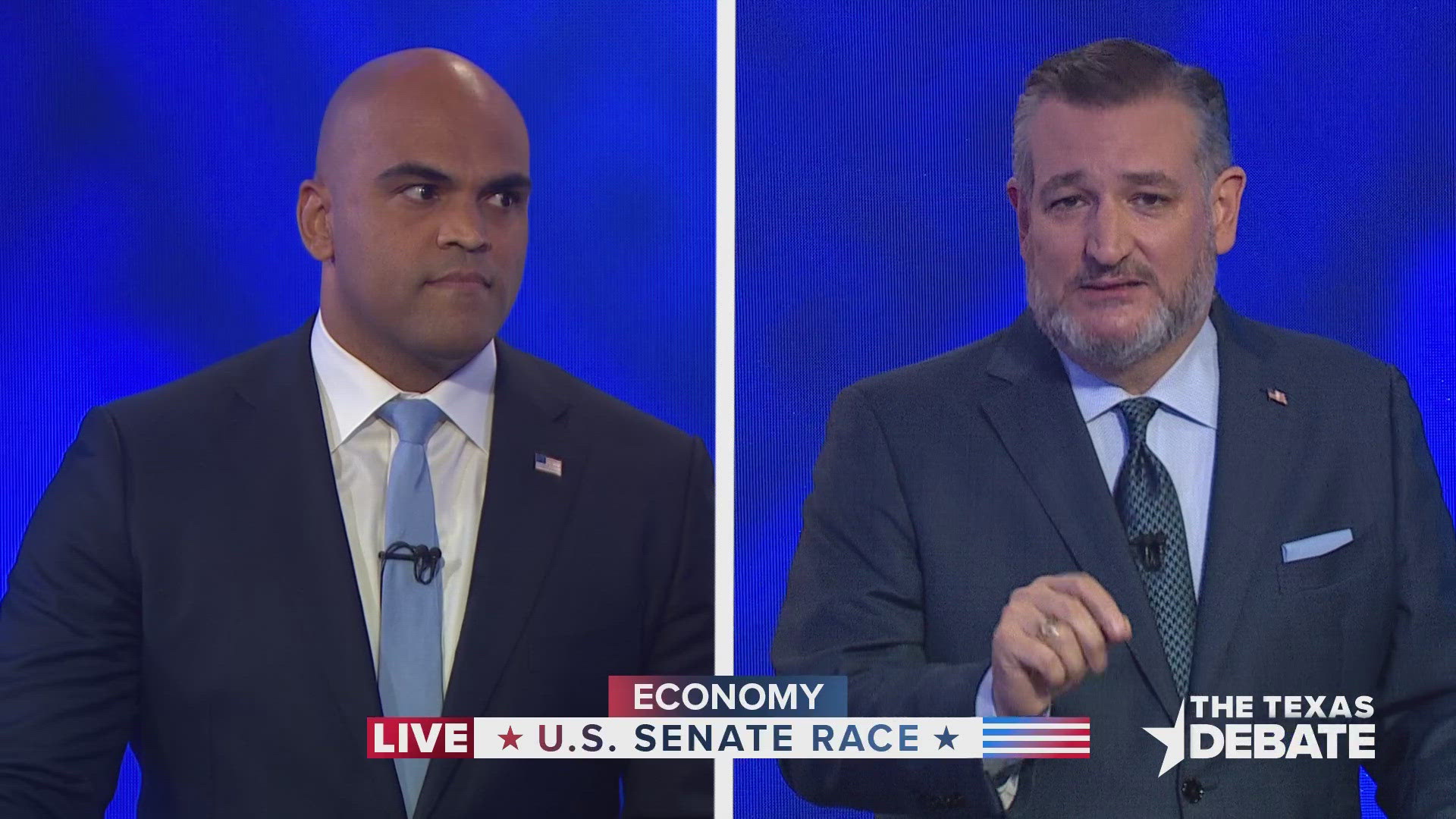 Sen. Ted Cruz and Rep. Colin Allred took the stage at WFAA's studios in downtown Dallas in their first and only televised debate as they campaign for Senate.