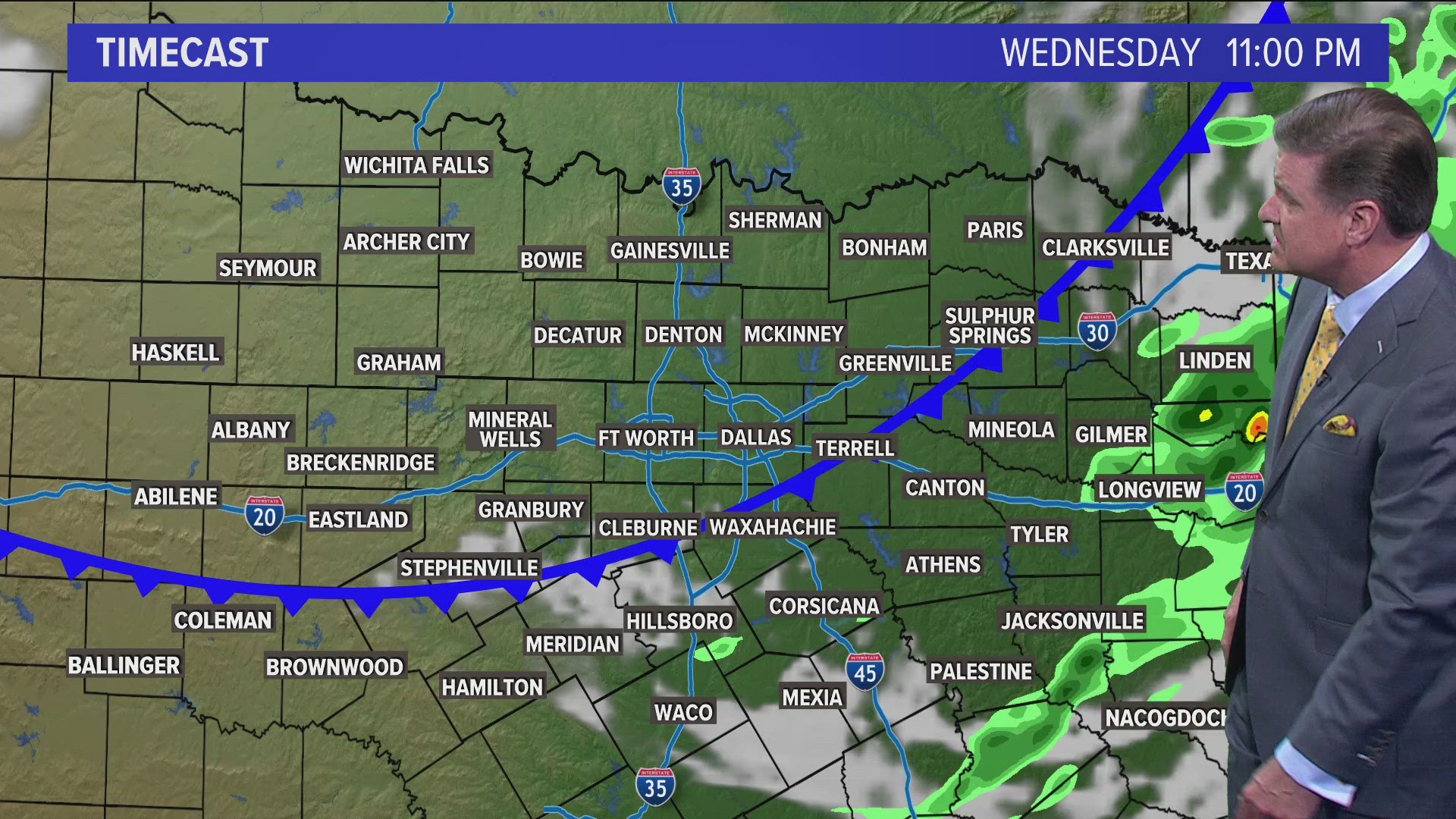 A cold front will pass through North Texas on Wednesday evening.