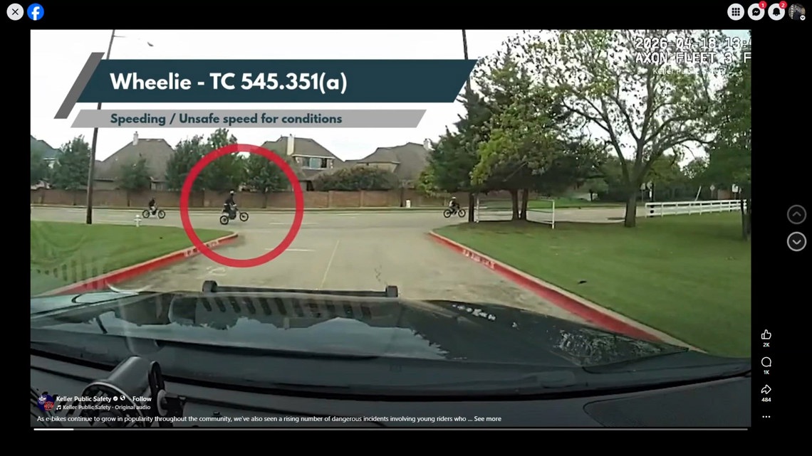 North Texas police warn teens of felony charges for reckless e-bike riding, and shared dash cam video to help identify them