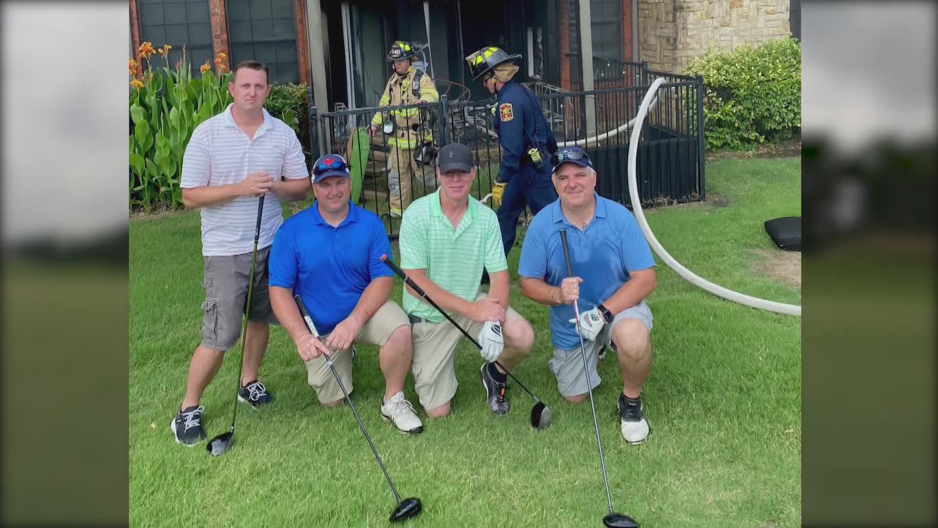 When a group of off-duty McKinney firefighters saw smoke, they didn't hesitate to drop the clubs and take actions.