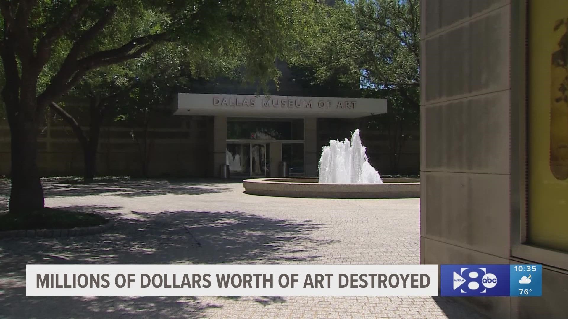 More than $5 million in property, including ancient artifacts, statues and pottery, was destroyed after a man broke into the Dallas Museum of Art, police say.