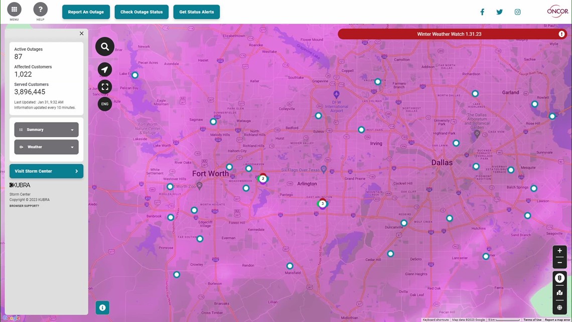 DFW winter storm Latest look at potential power outages