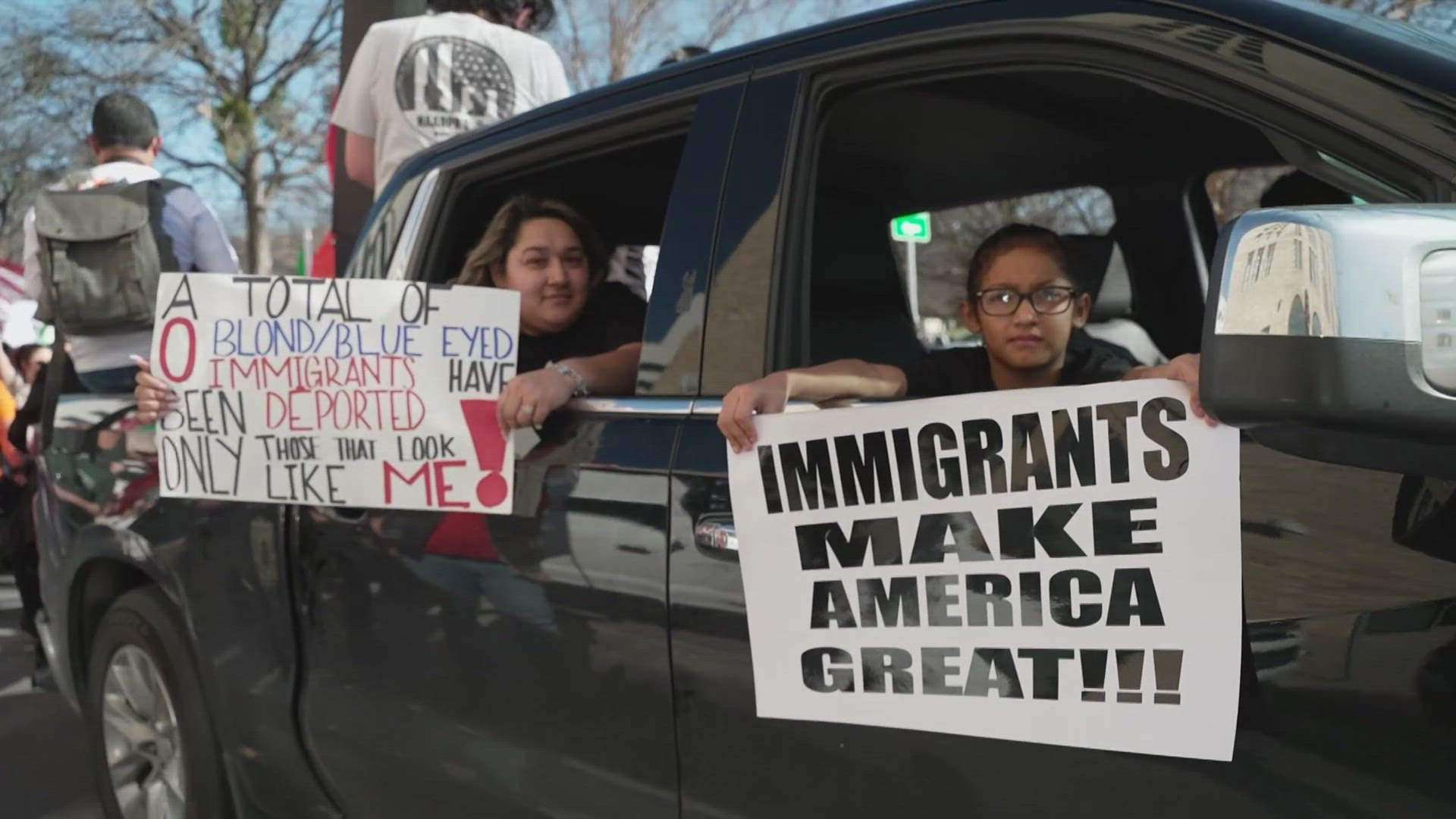 Protestors gathered at City Hall before marching through the streets of downtown Dallas