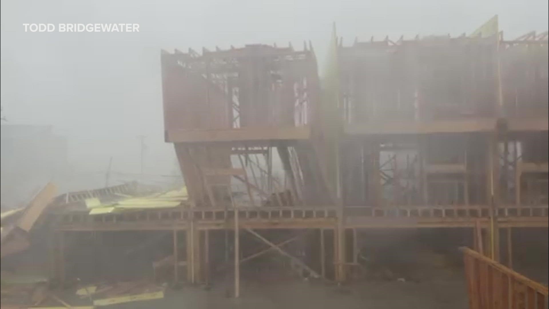 A structure under construction in the Old East Dallas area collapsed on Sunday afternoon as storms with high winds moved through North Texas.